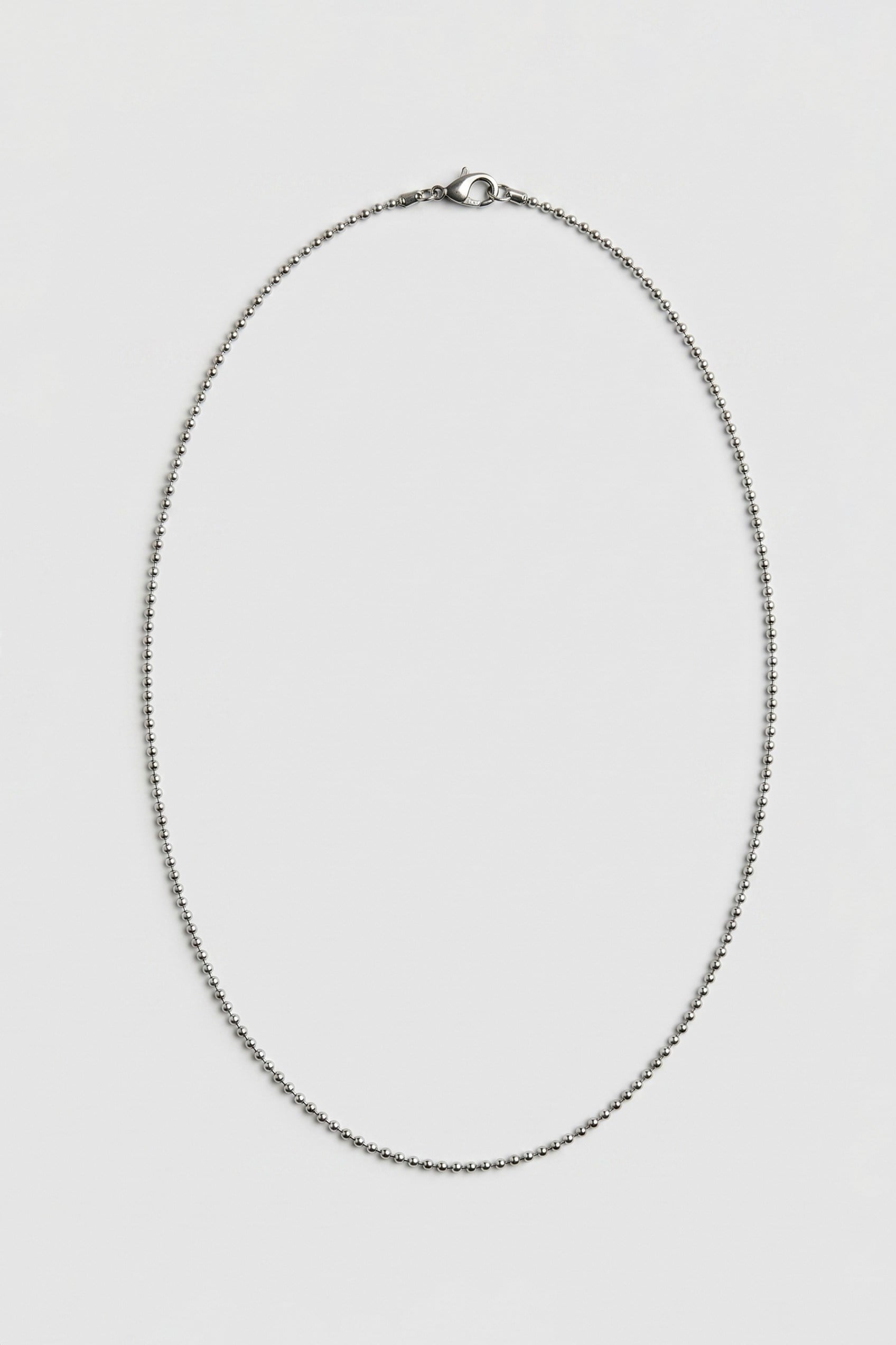 Unisex İnce Ball Chain Çelik Zincir Kolye Gümüş
