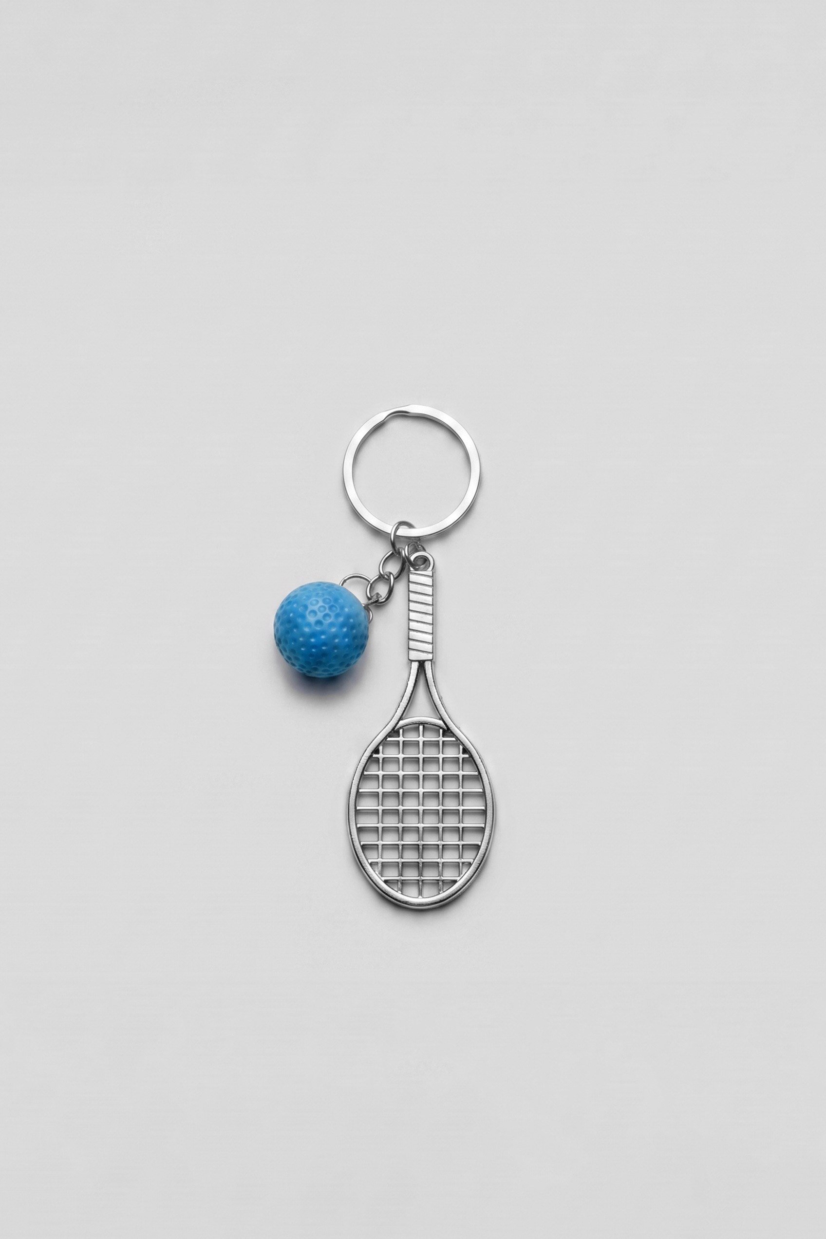 Unisex Metal Tenis Raketi Anahtarlık Mavi