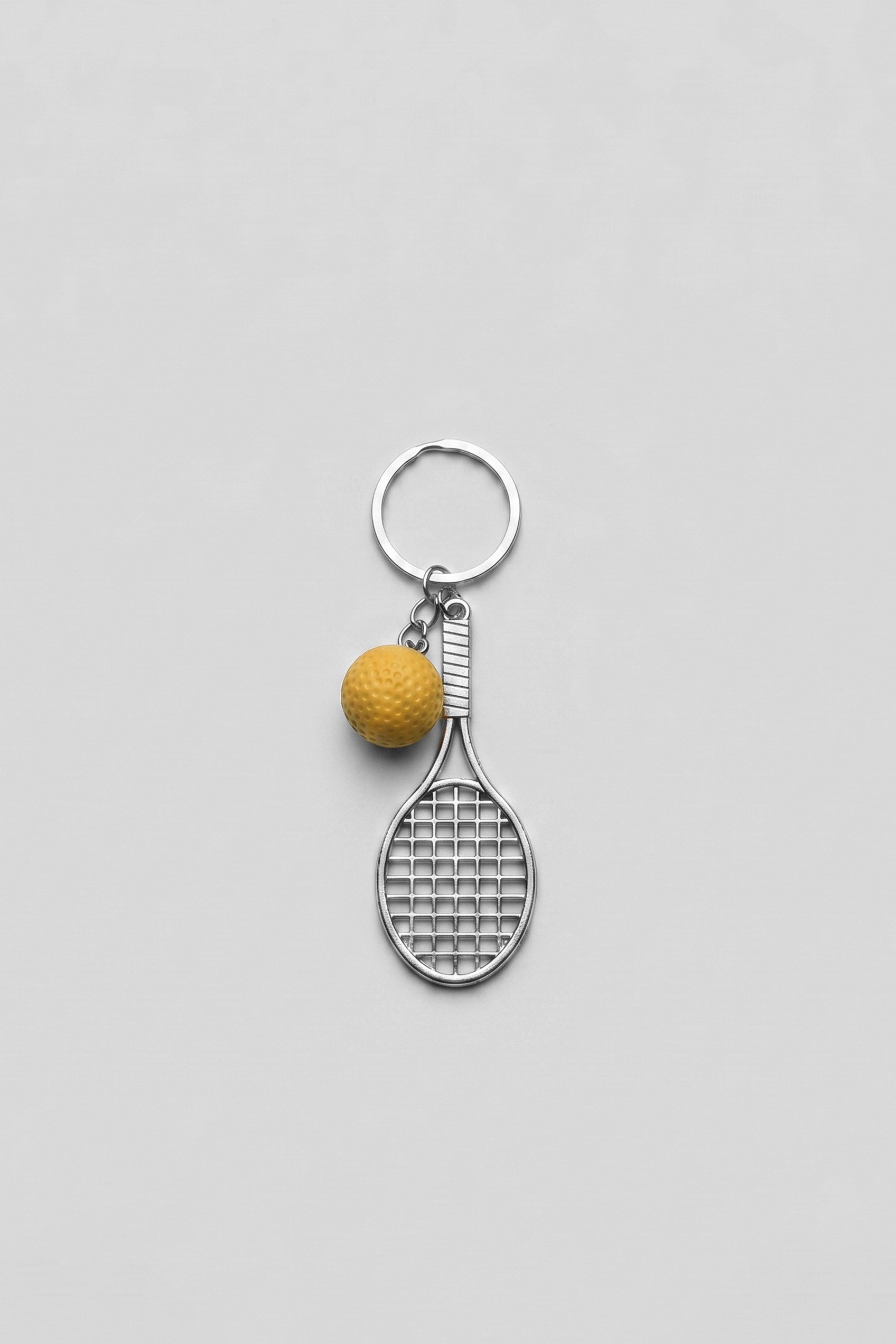 Unisex Metal Tenis Raketi Anahtarlık Sarı