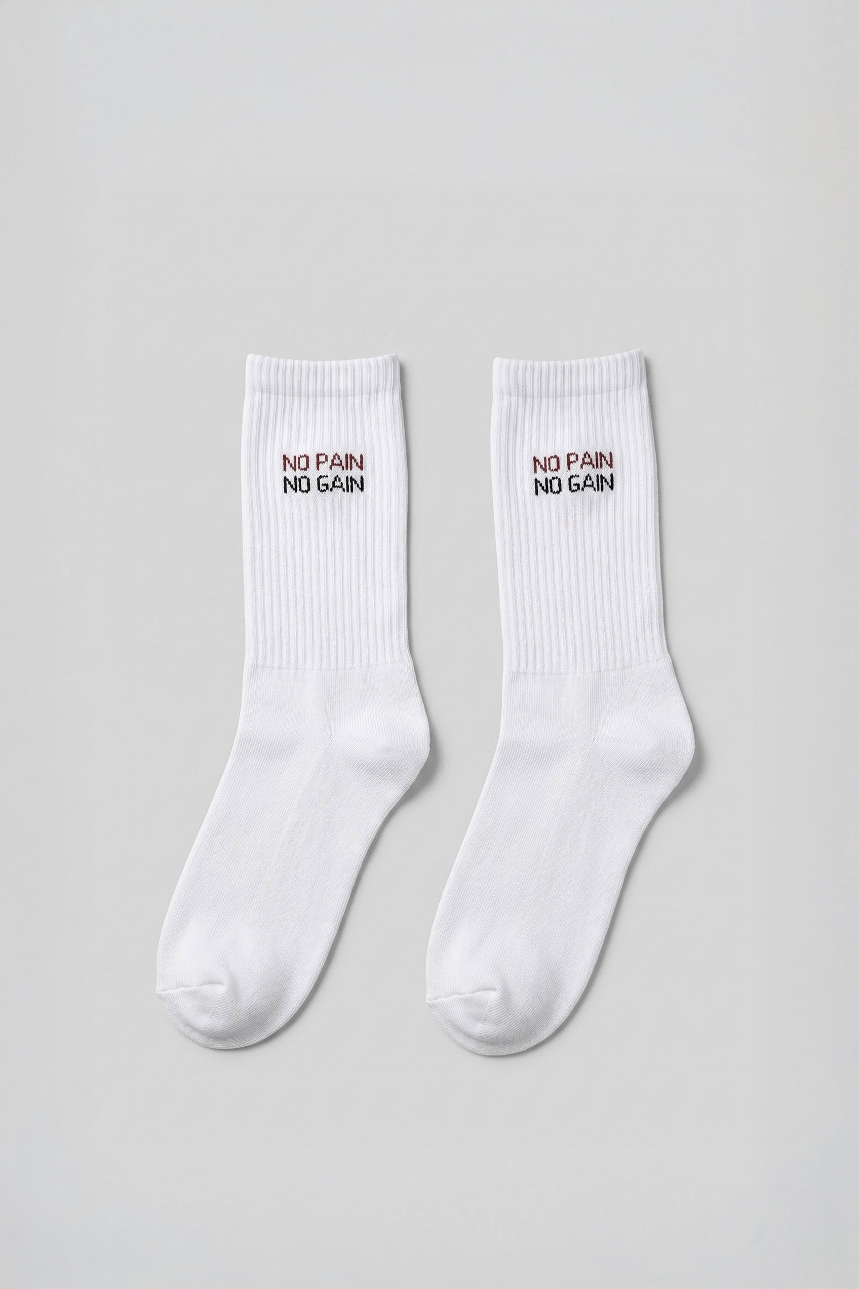 Unisex No Pain No Gain Yazılı Kolej Tenis Çorabı Beyaz