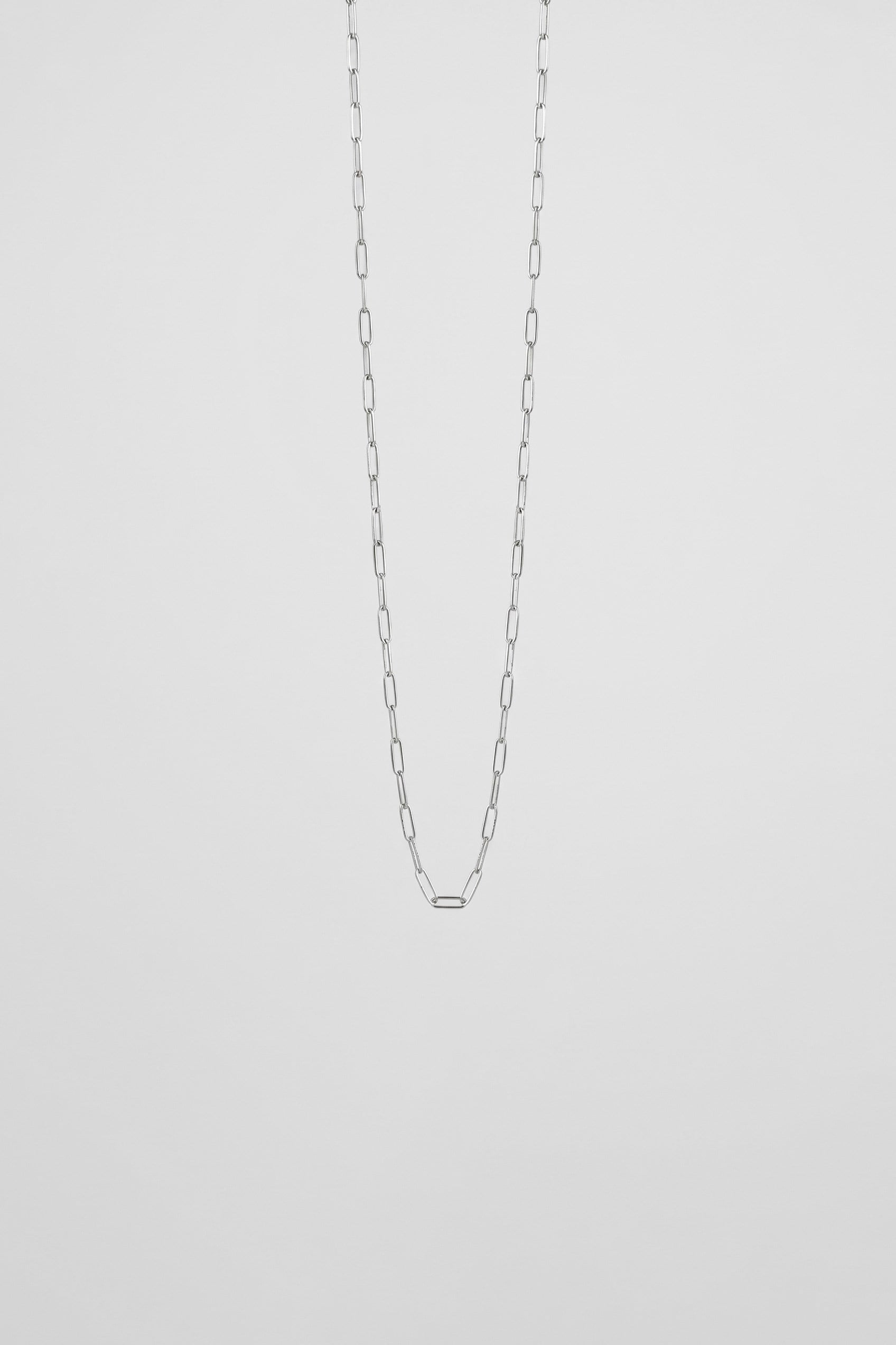 Unisex Oval Halkalı Çelik Zincir Kolye Gümüş