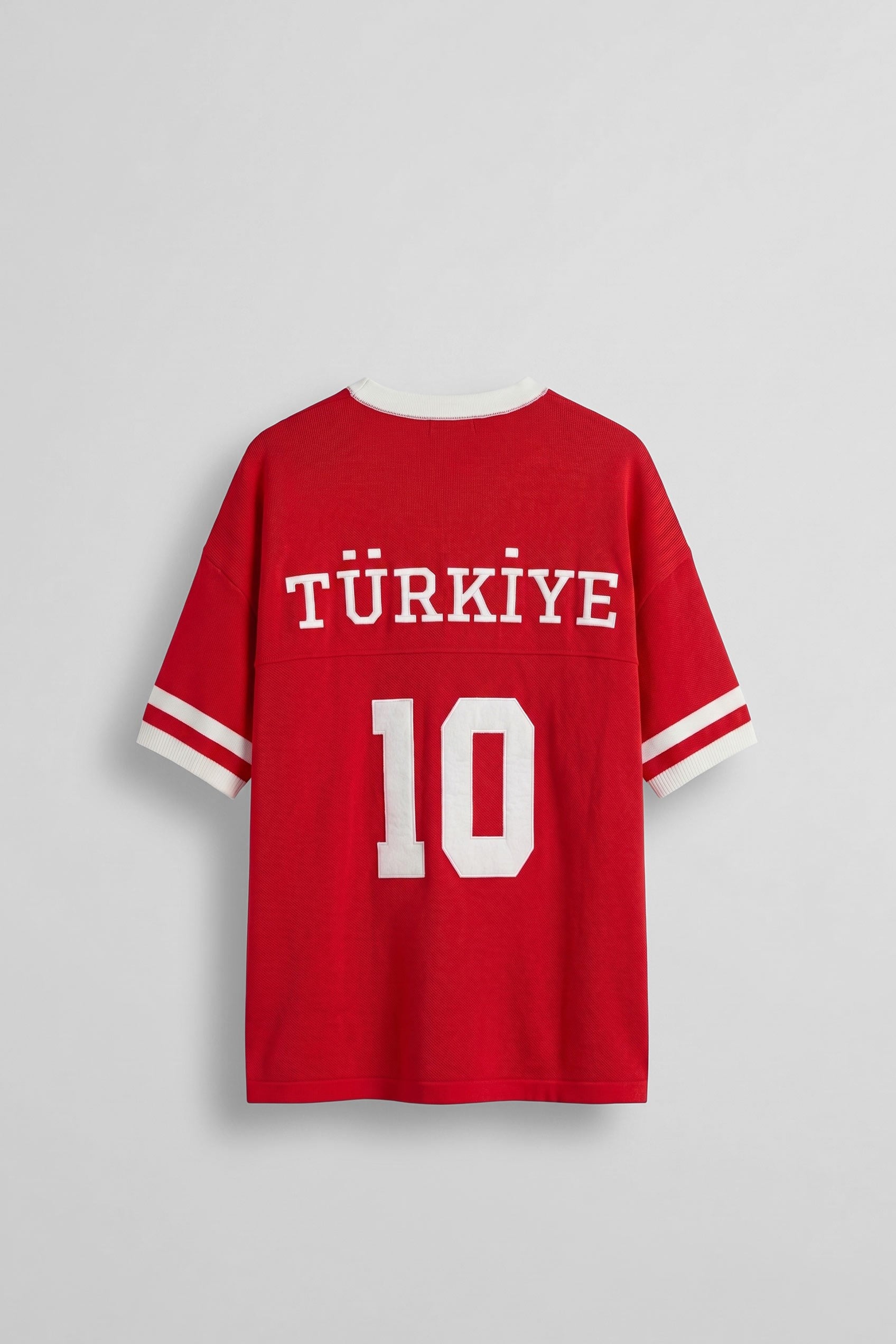 Unisex Oversize Premium Ay Yıldız Triko Forma T-Shirt Kırmızı