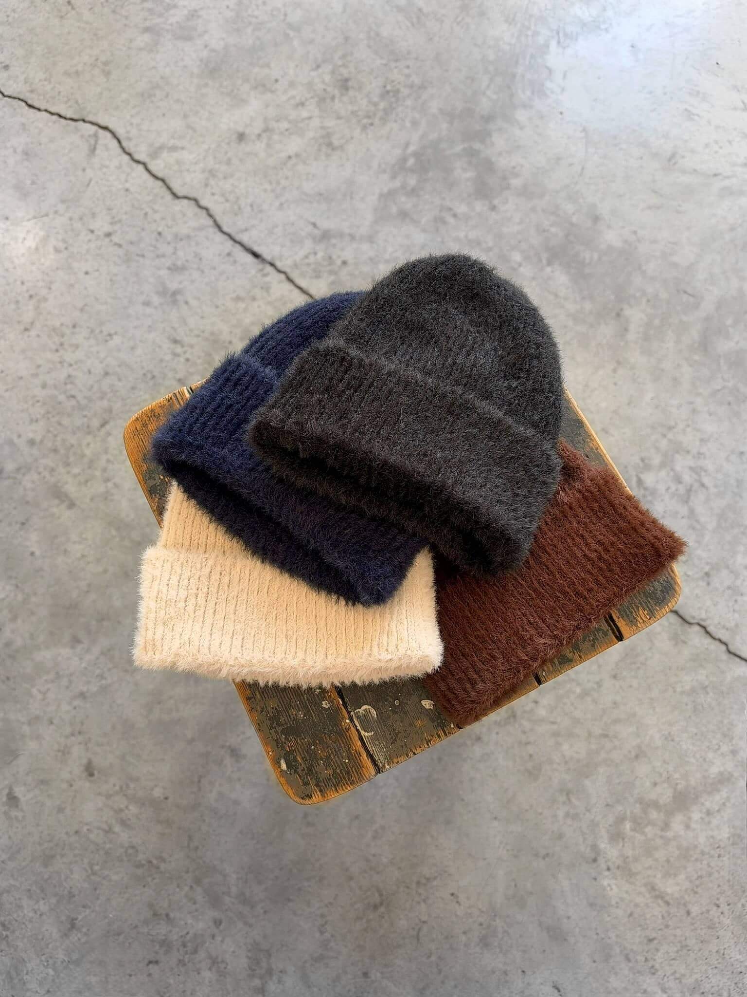 Unisex Yumuşak Dokulu Tüylü Bere Ekru
