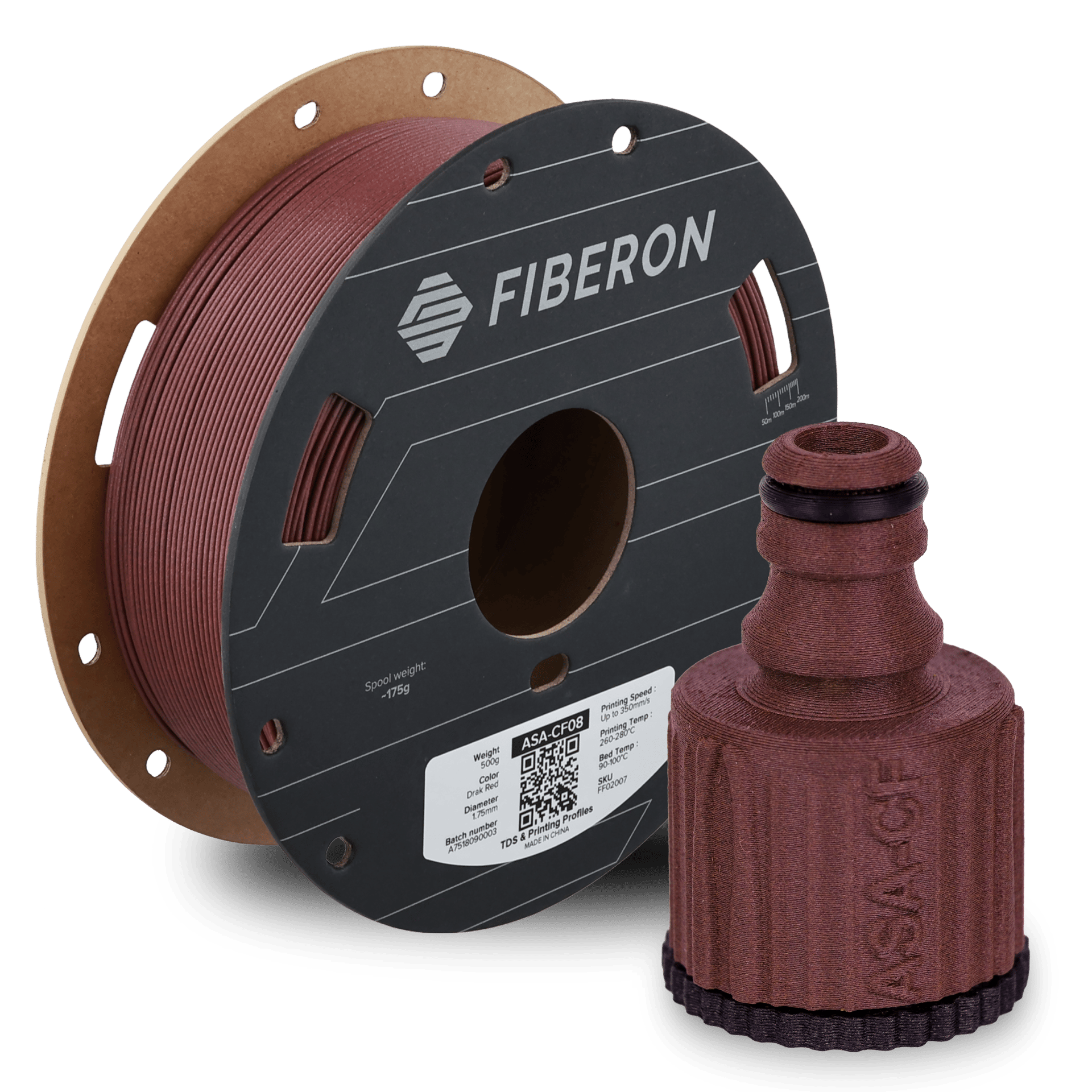 Fiberon ASA-CF08 Koyu Kırmızı Filament | UV Dayanımlı Karbon Fiber