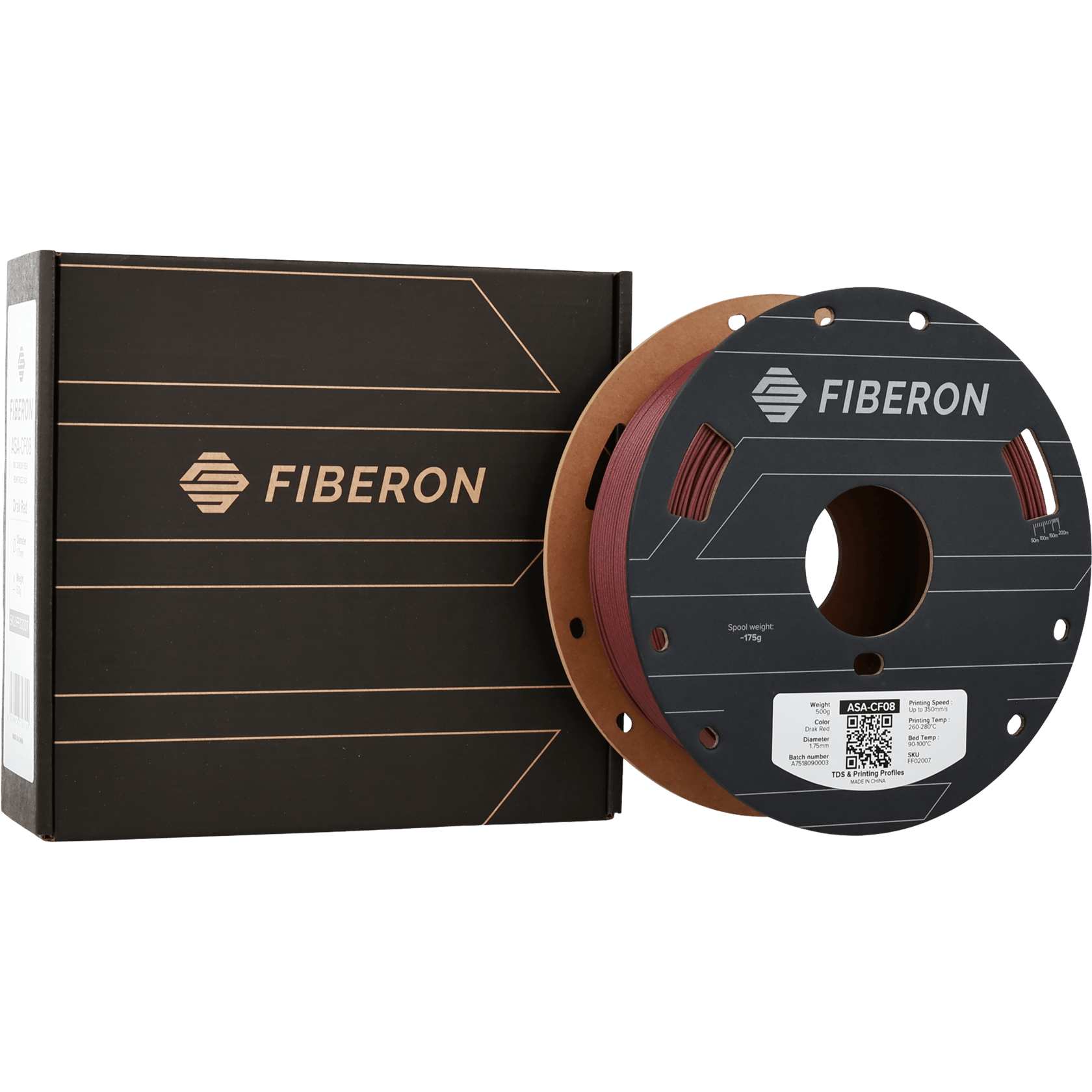 Fiberon ASA-CF08 Koyu Kırmızı Filament | UV Dayanımlı Karbon Fiber