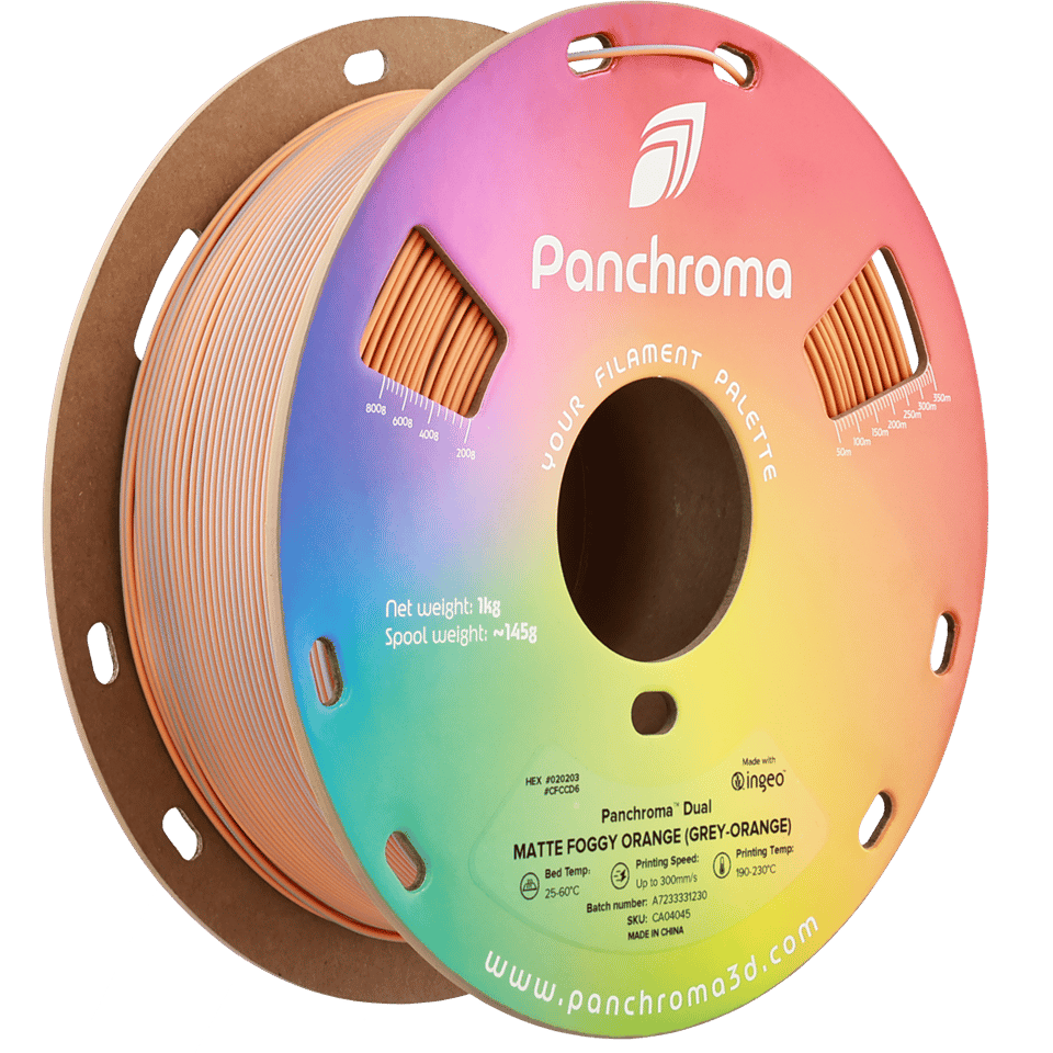 Panchroma PLA Dual Filament Mat Flu Turuncu (Gri - Turuncu) - 1 kg 1.75mm