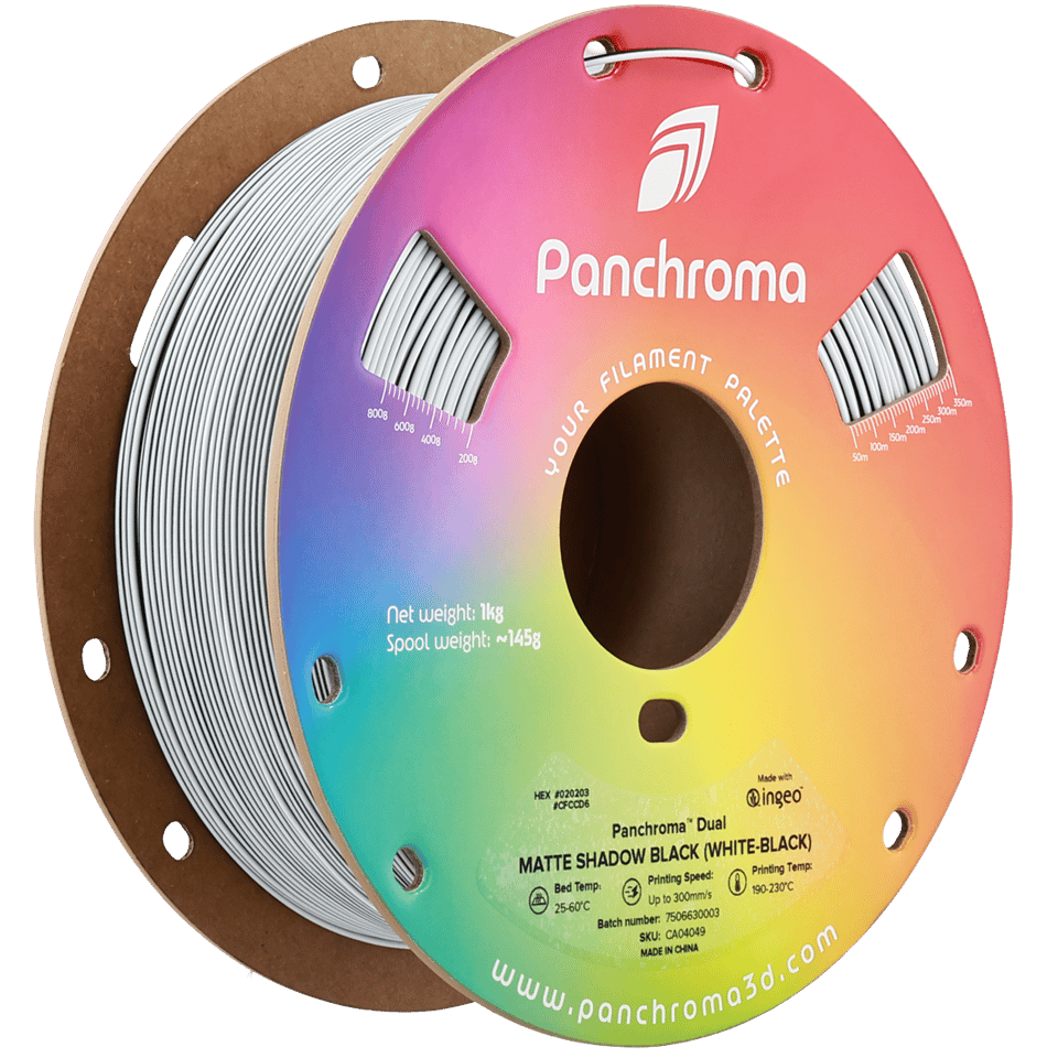 Panchroma PLA Dual Filament Mat Gölge Siyah (Beyaz - Siyah) - 1 kg 1.75mm