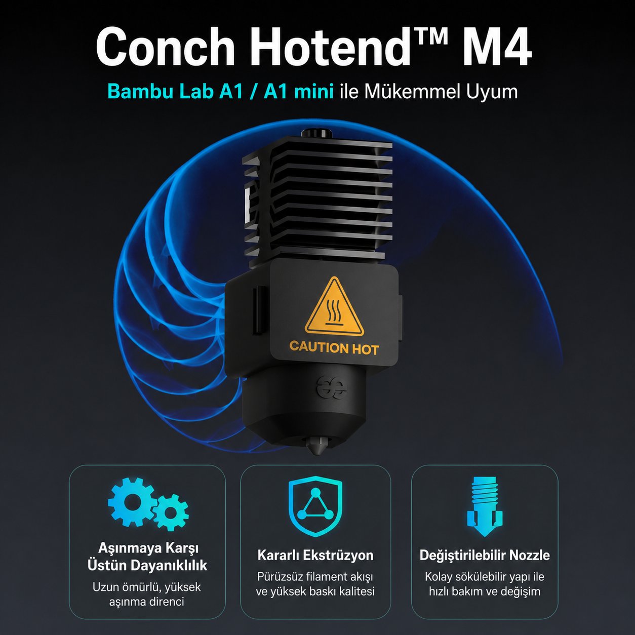 Phaetus A1/A1 Mini 0.4mm Conch Hotend M4 - Bambu Lab Hotend