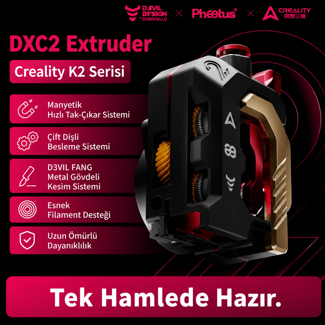 Phaetus K2 Serisi DXC 2 Extruder 