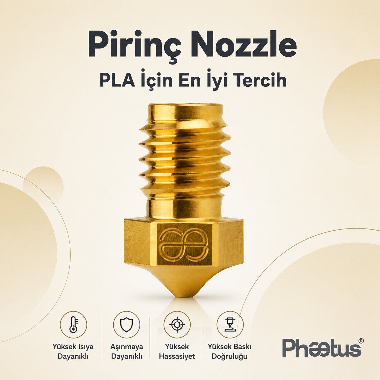 Phaetus PS M6/V6 Pirinç Nozzle 0.6 mm