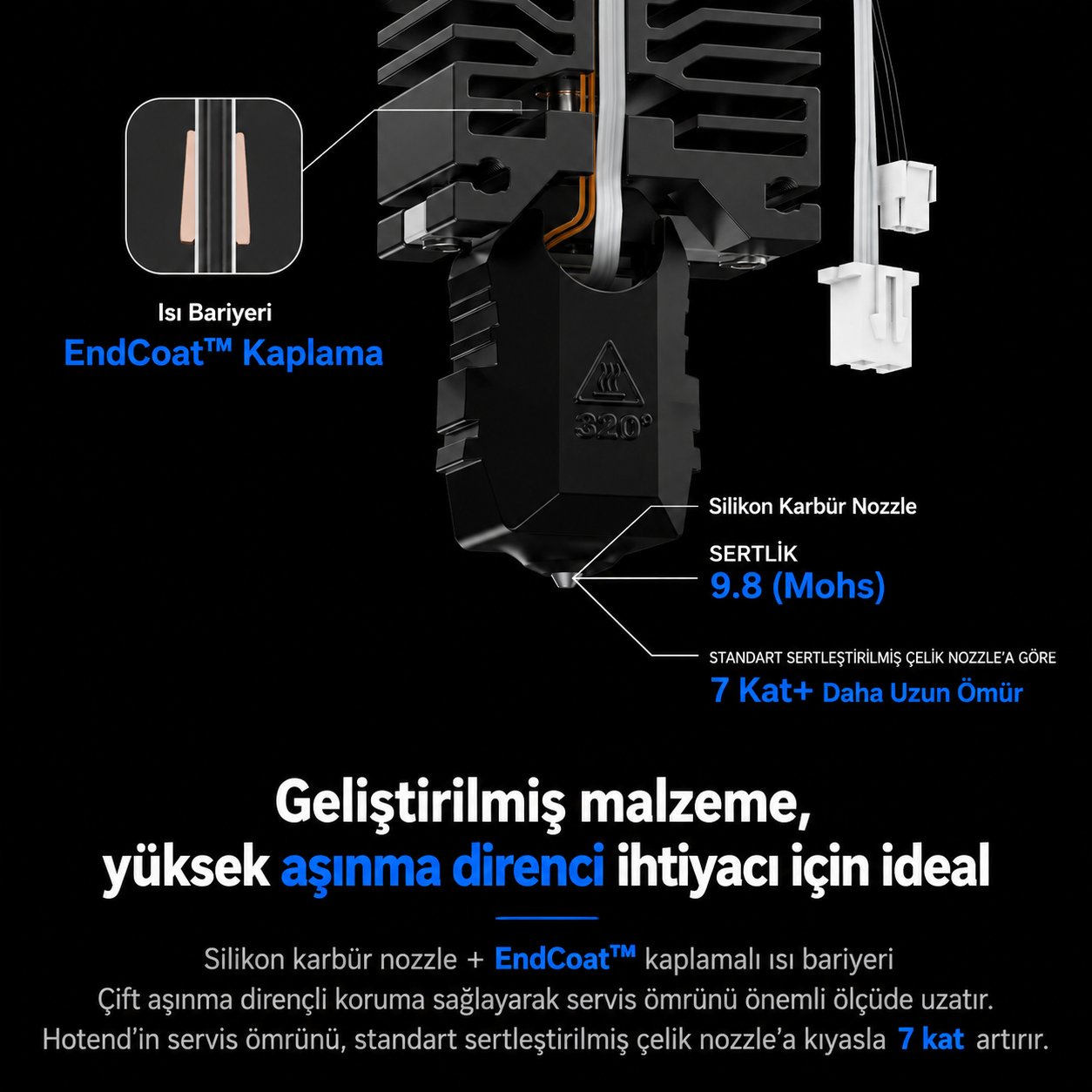 Phaetus X1/X1C 0.4 mm Conch Hotend Plus (Heater ve Thermistor Dahil) - Bambu Lab Hotend