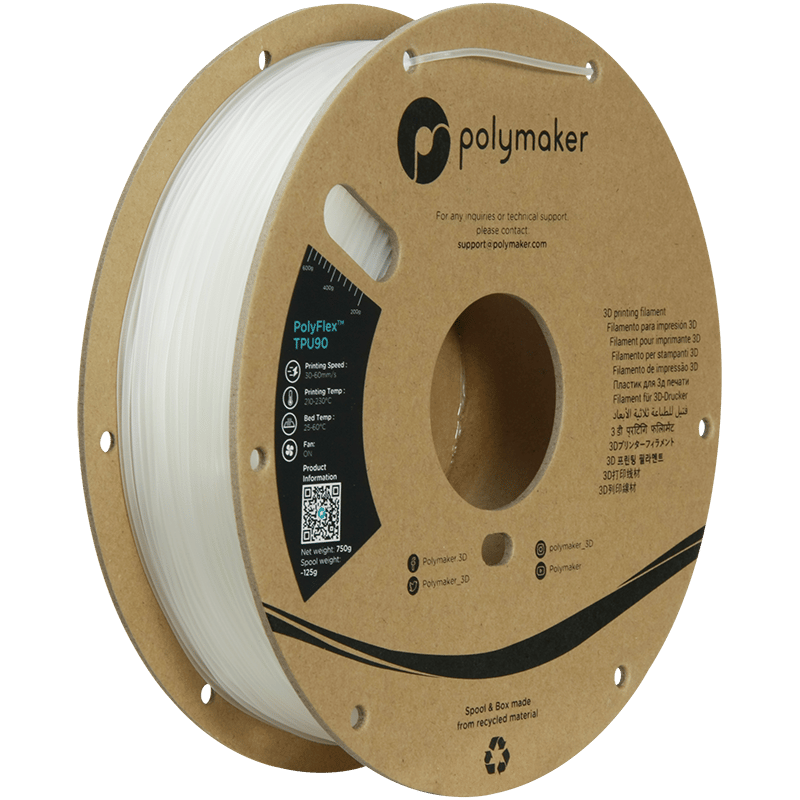 PolyFlex TPU90 Filament Saydam – Esnek 3D Baskı