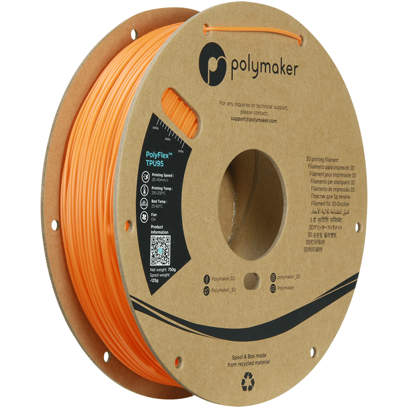 PolyFlex TPU95 Filament Turuncu – Esnek 3D Baskı