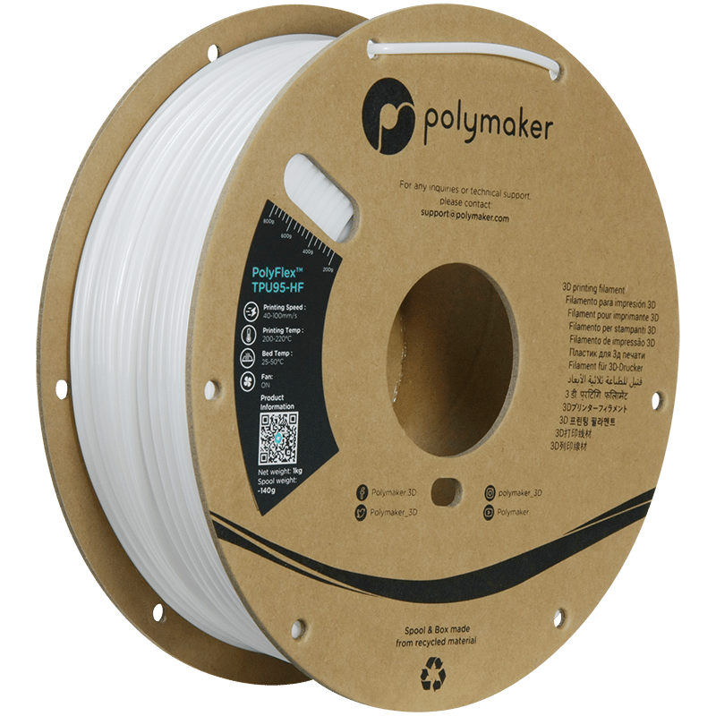 PolyFlex TPU95-HF Filament Beyaz – Esnek ve Hızlı