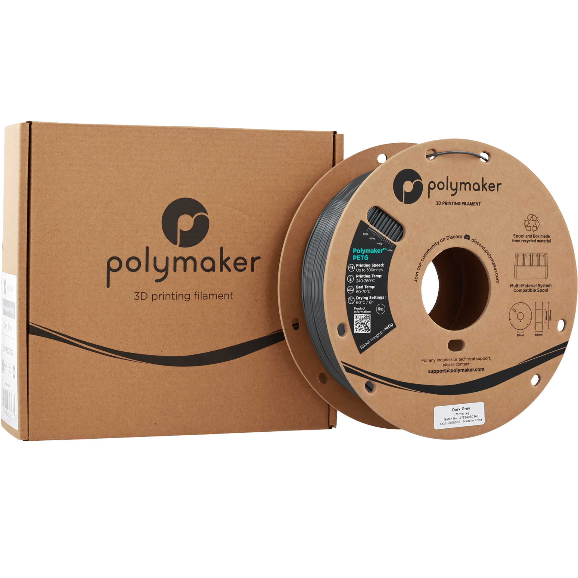 Polymaker PETG Filament Koyu Gri