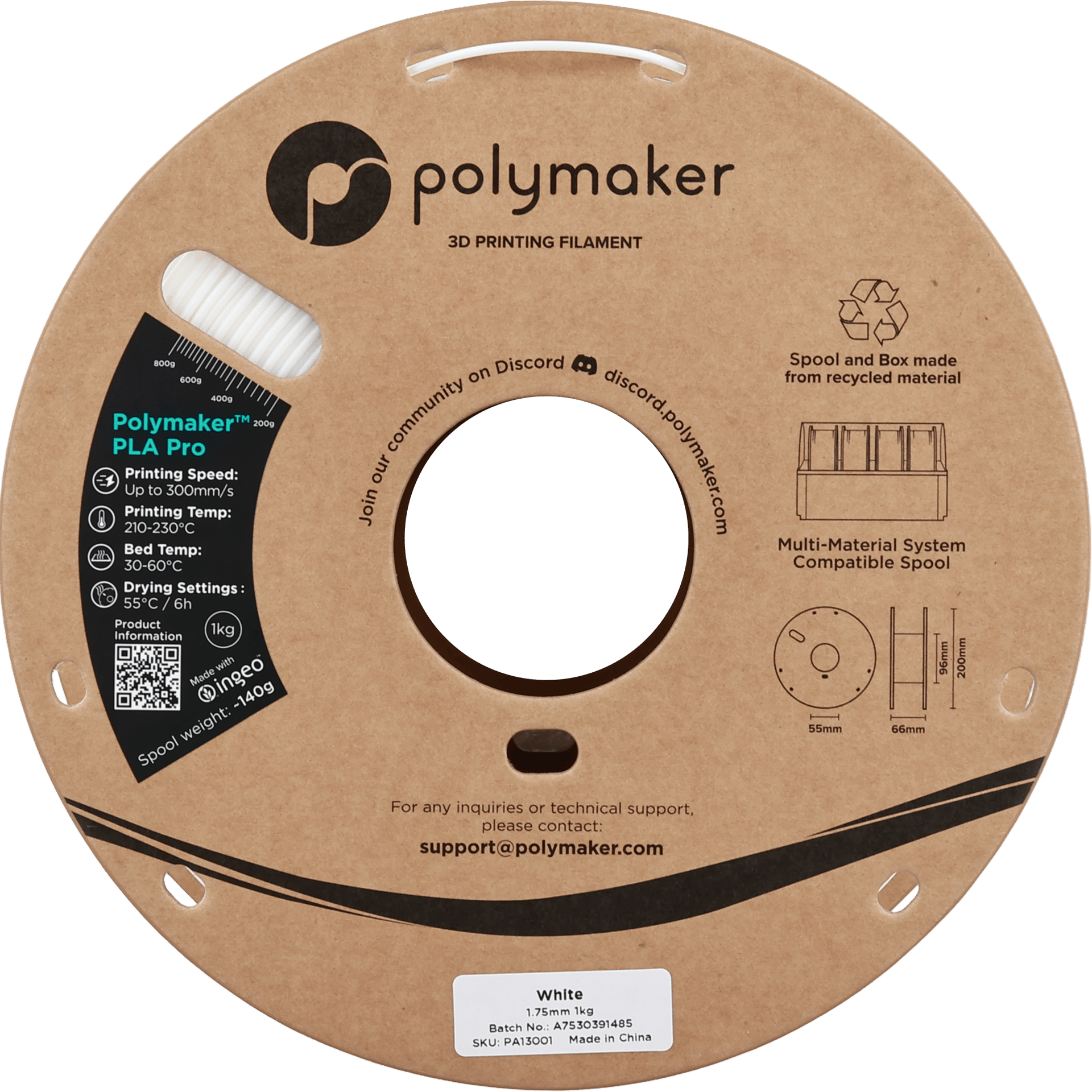 Polymaker PLA Pro Filament Beyaz - 1kg 1.75mm