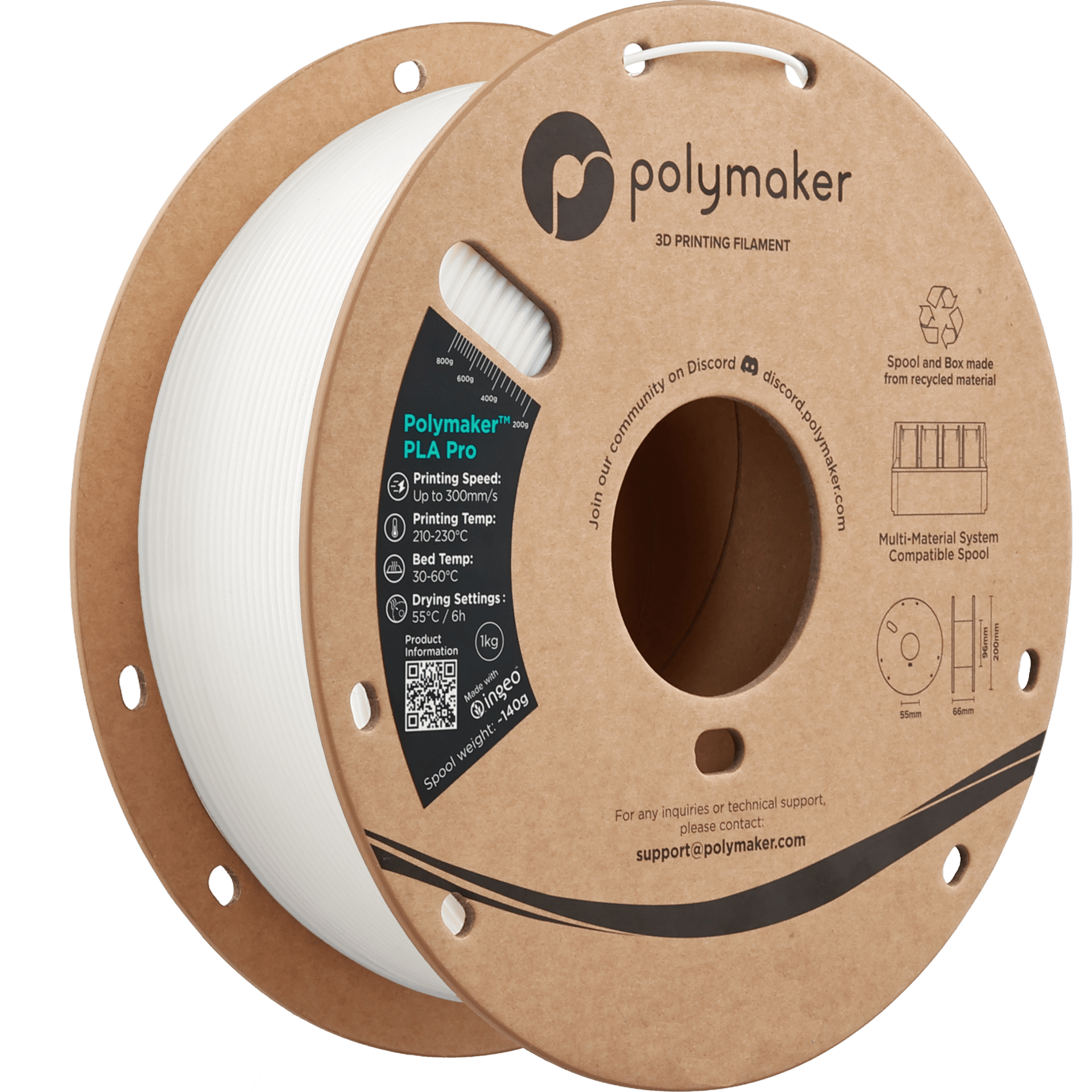 Polymaker PLA Pro Filament Beyaz - 1kg 1.75mm