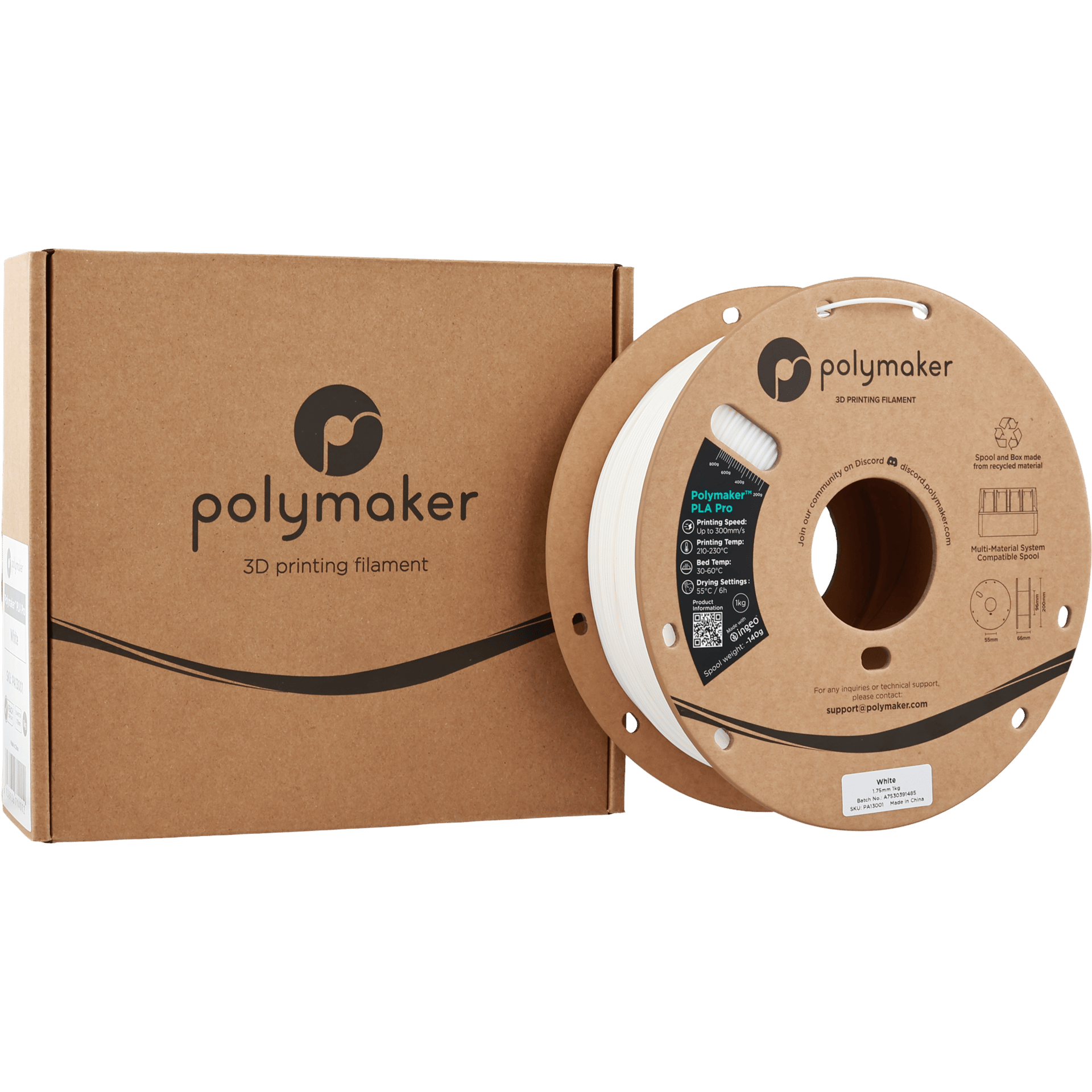 Polymaker PLA Pro Filament Beyaz - 1kg 1.75mm