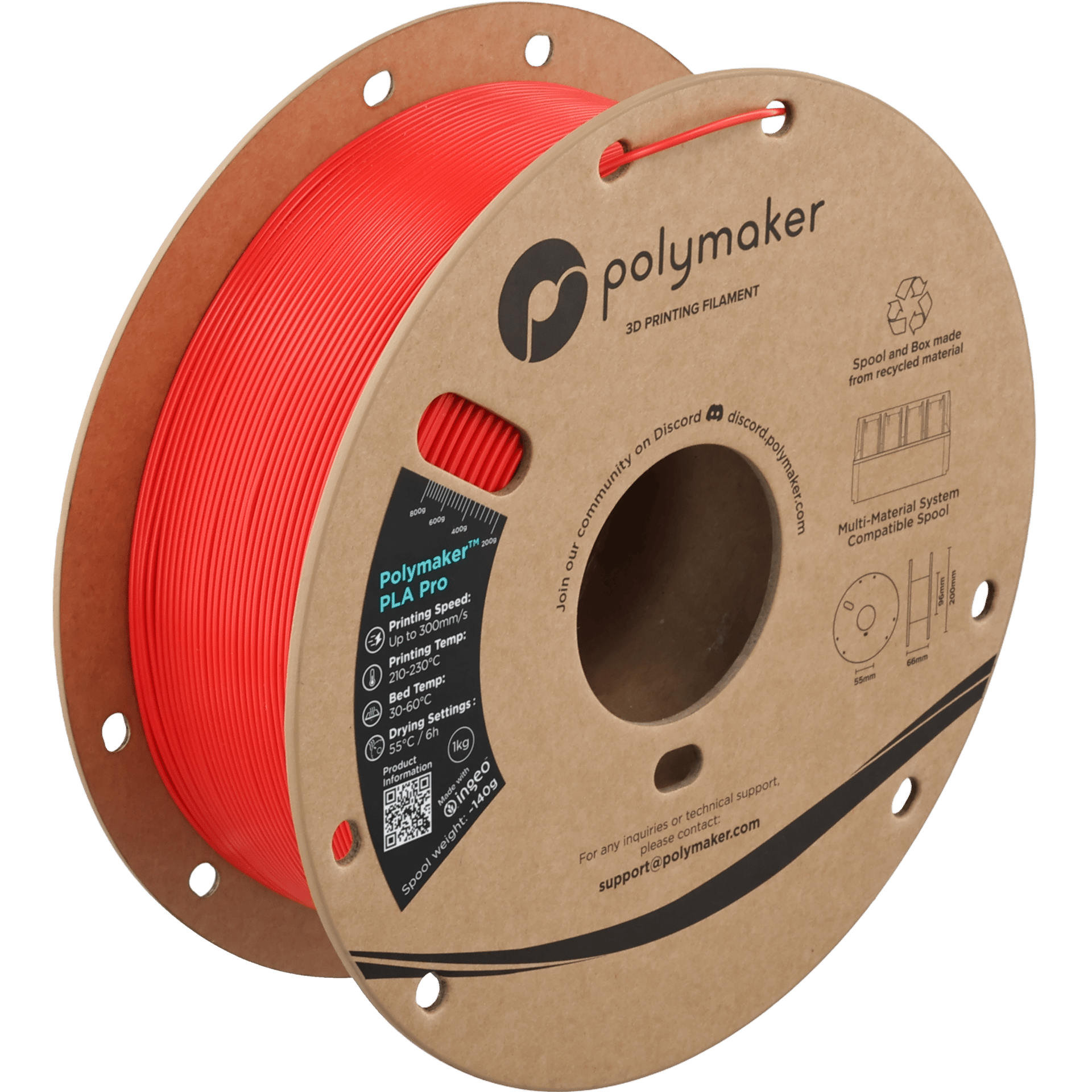 Polymaker PLA Pro Filament Kırmızı - 1kg 1.75mm