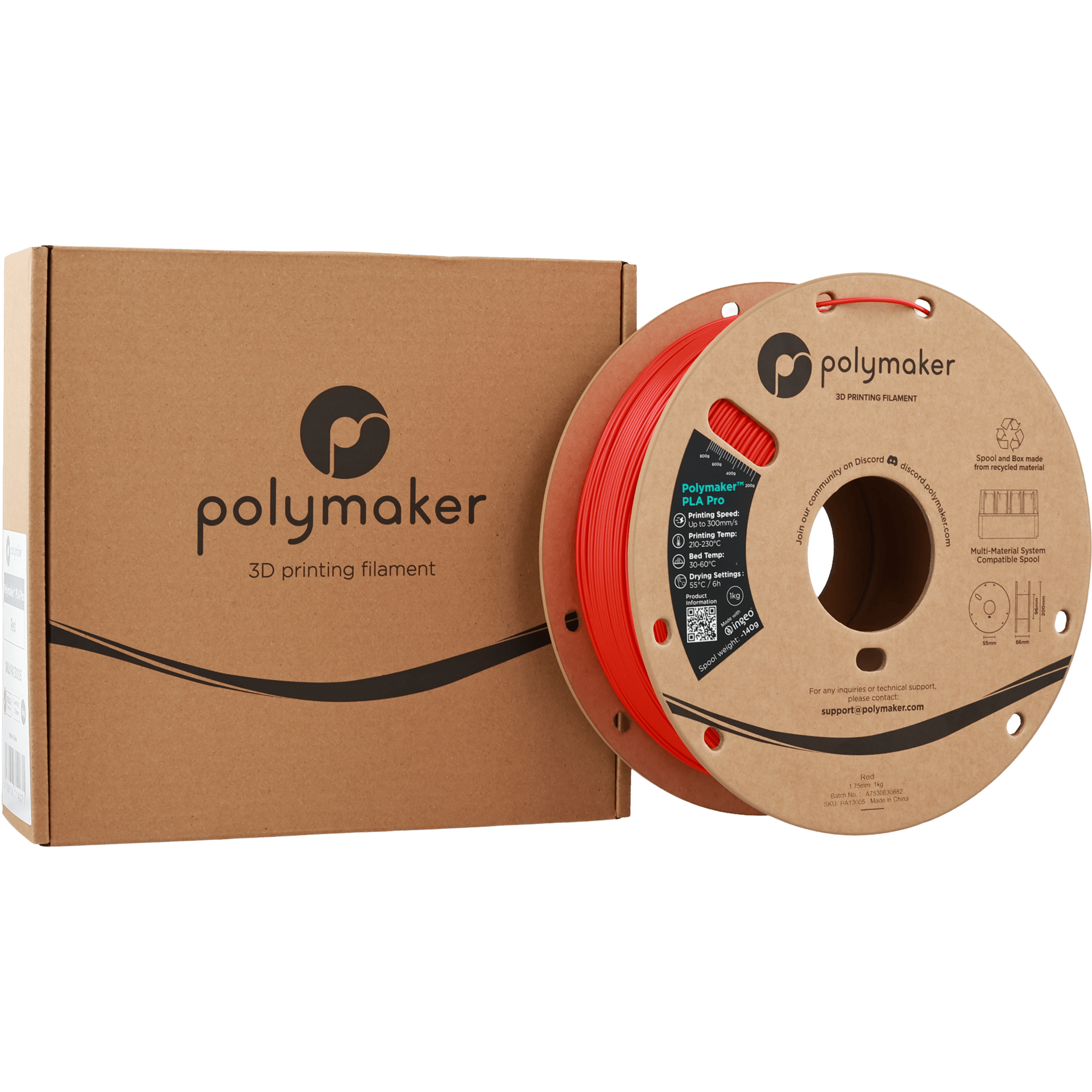 Polymaker PLA Pro Filament Kırmızı - 1kg 1.75mm