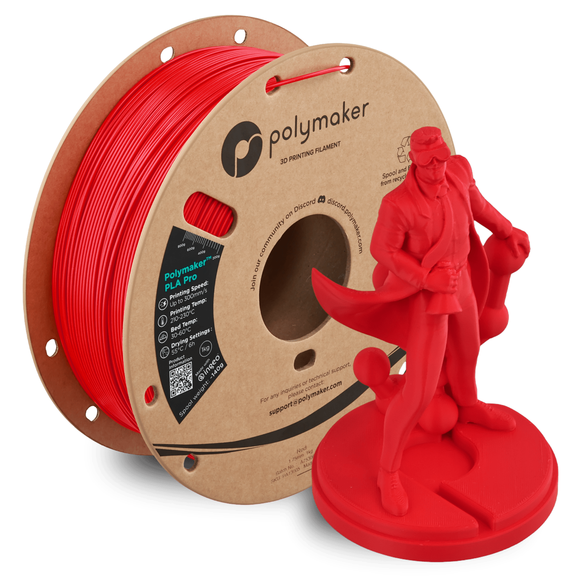 Polymaker PLA Pro Filament Kırmızı - 1kg 1.75mm