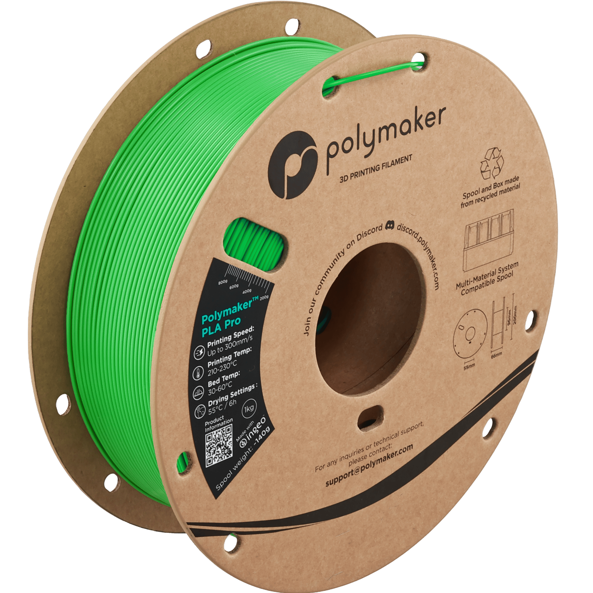 Polymaker PLA Pro Filament Yeşil - 1kg 1.75mm