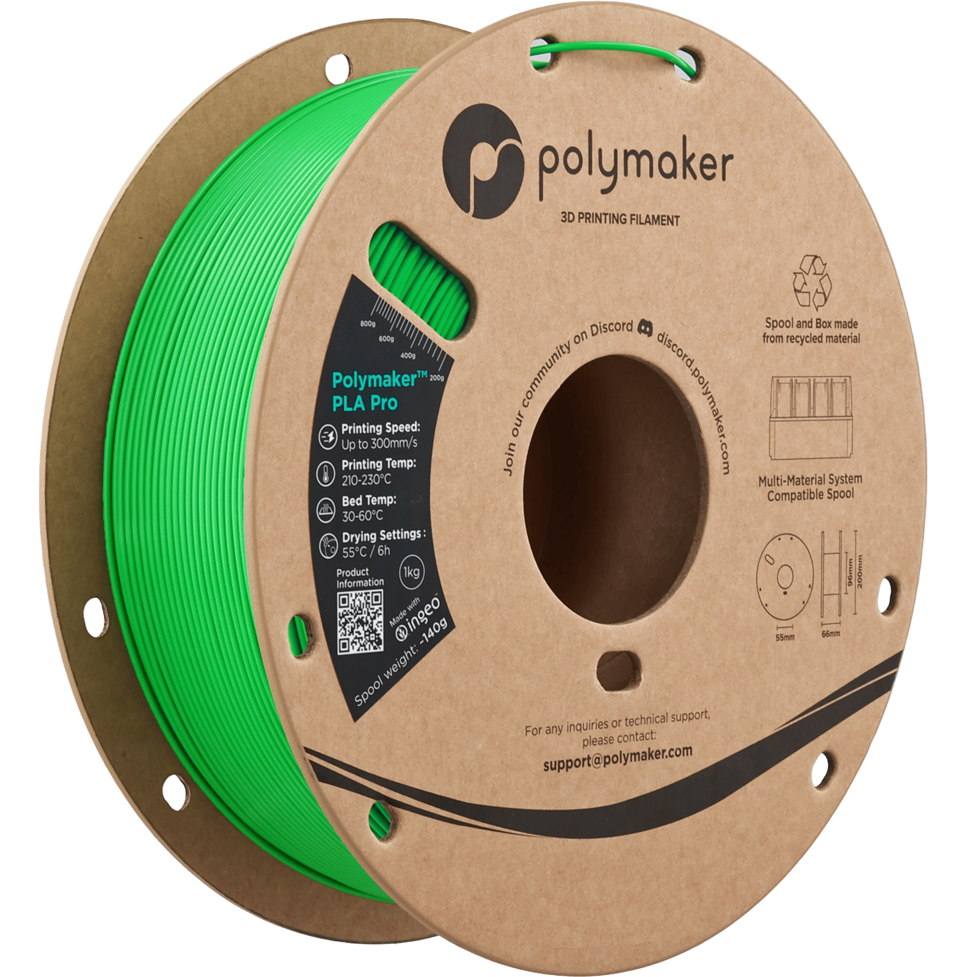 Polymaker PLA Pro Filament Yeşil - 1kg 1.75mm