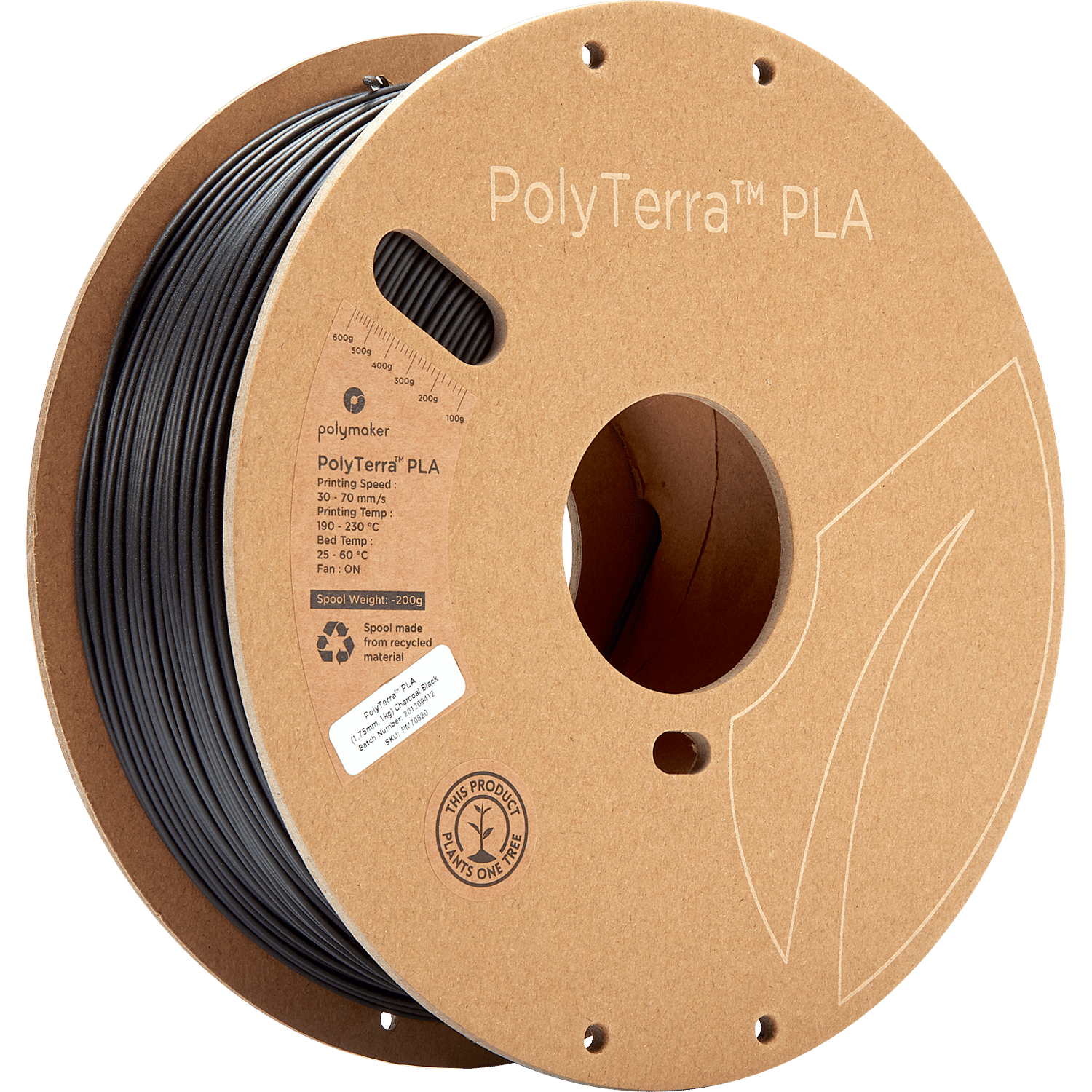PolyTerra PLA Filament Kömür Siyah - 1 kg 1.75mm