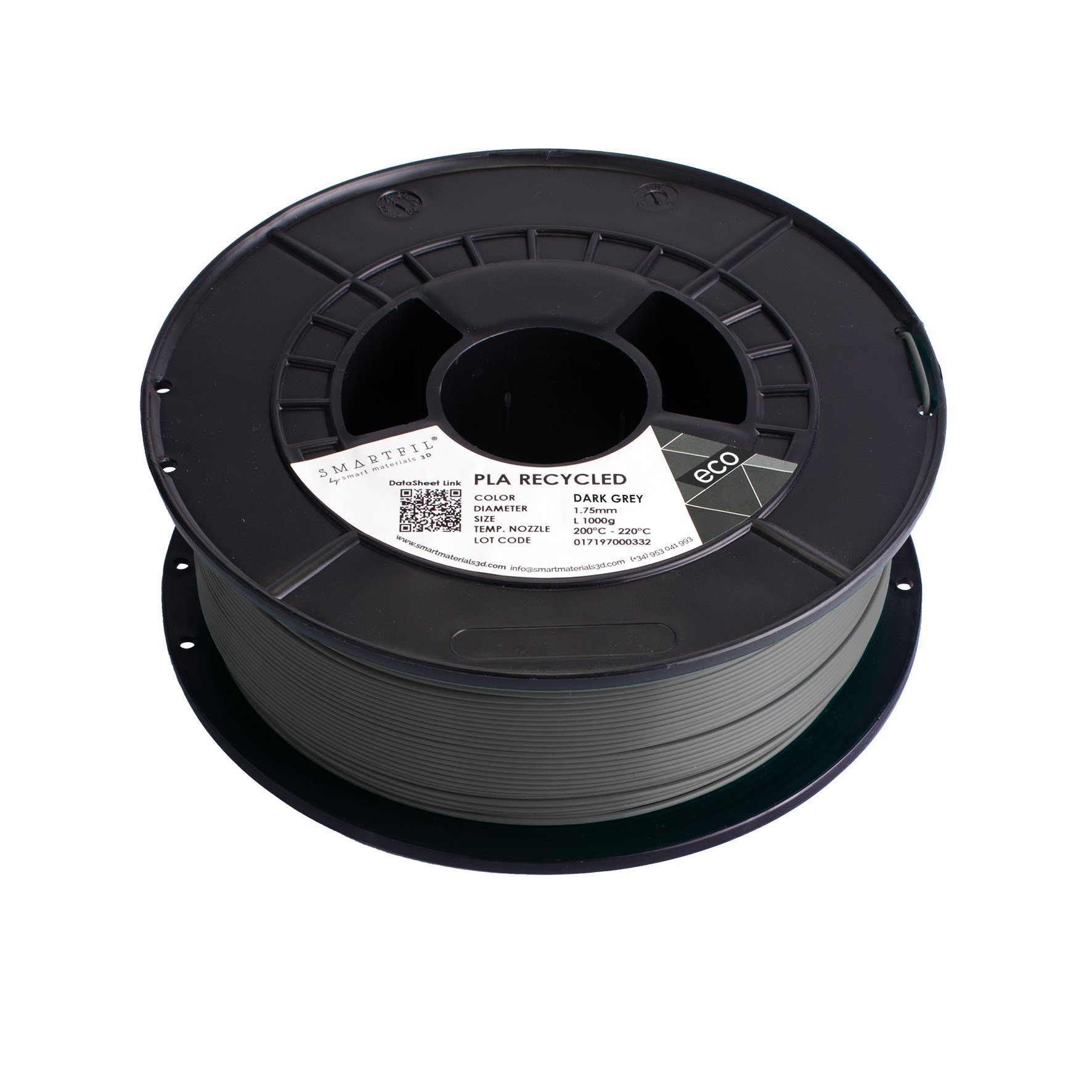 Smartfil PLA Recycled Filament Koyu Gri - 1 kg 1.75mm