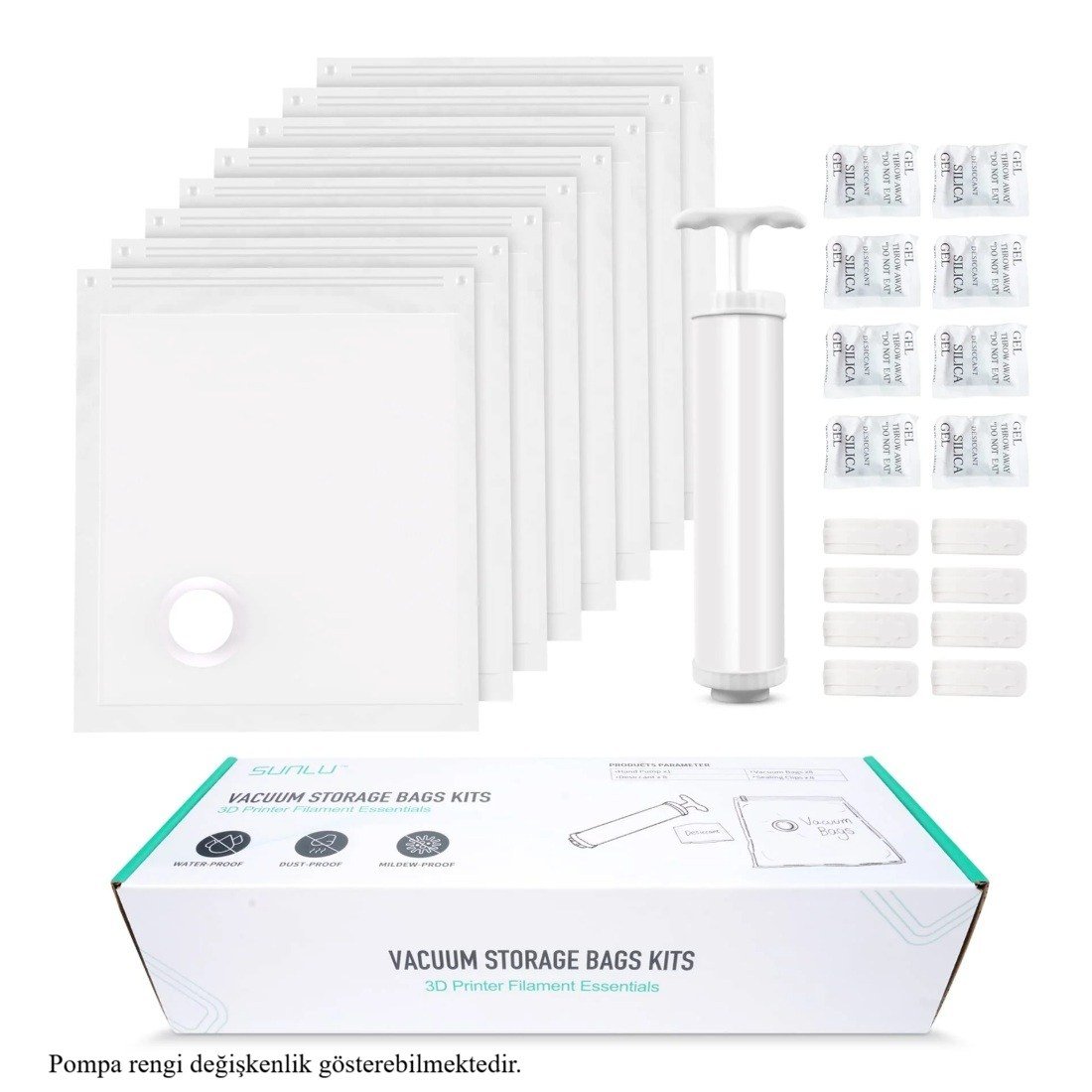 Sunlu Filament Saklama Poşeti (8 adet) + Vakum Pompası