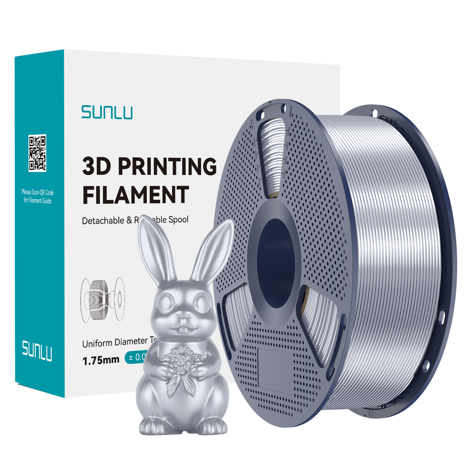 Sunlu Silk PLA+ Filament Gümüş - 1kg 1.75mm