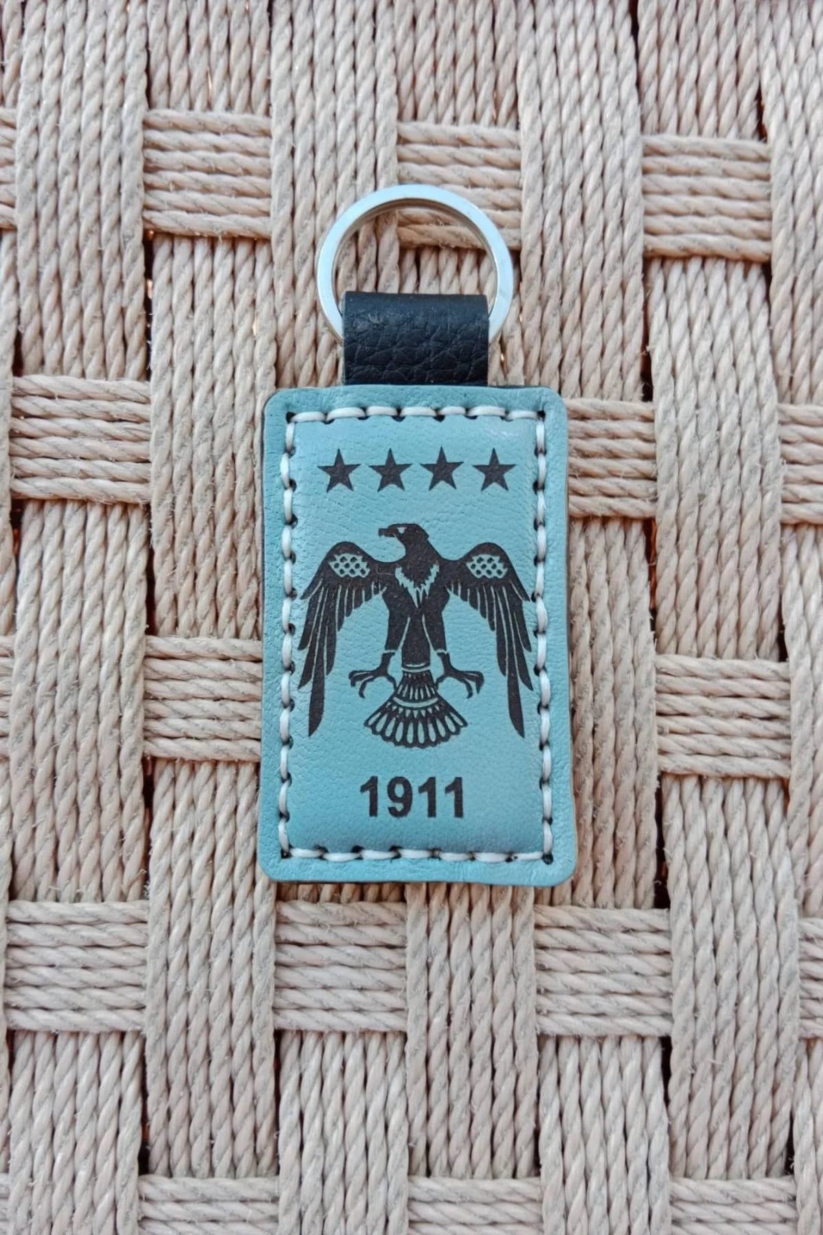 1911 Kartal Amblemli Pilot Brovesi Siluetli Hakiki Deri Hediyelik Anahtarlik