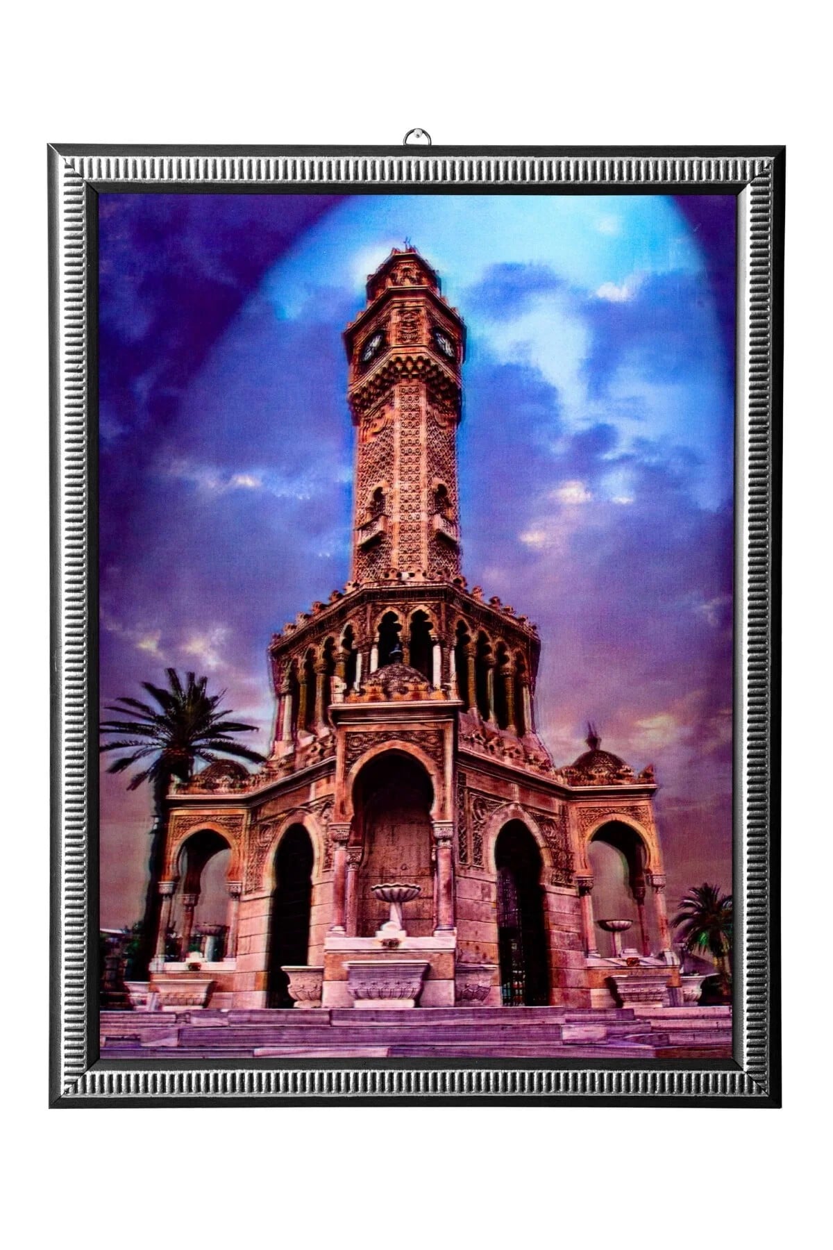 5d Recine Elmas Boyama 180° Hareketli İzmir Saat Kulesi Cerceveli Tablo Resim