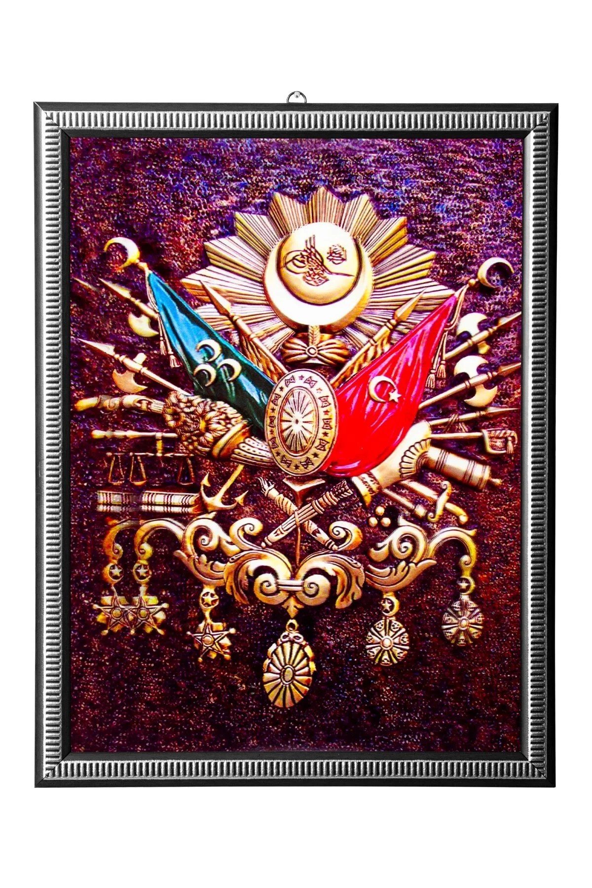 5d Recine Elmas Boyama 180° Hareketli Osmanli Tugrasi Cerceveli Tablo Resim