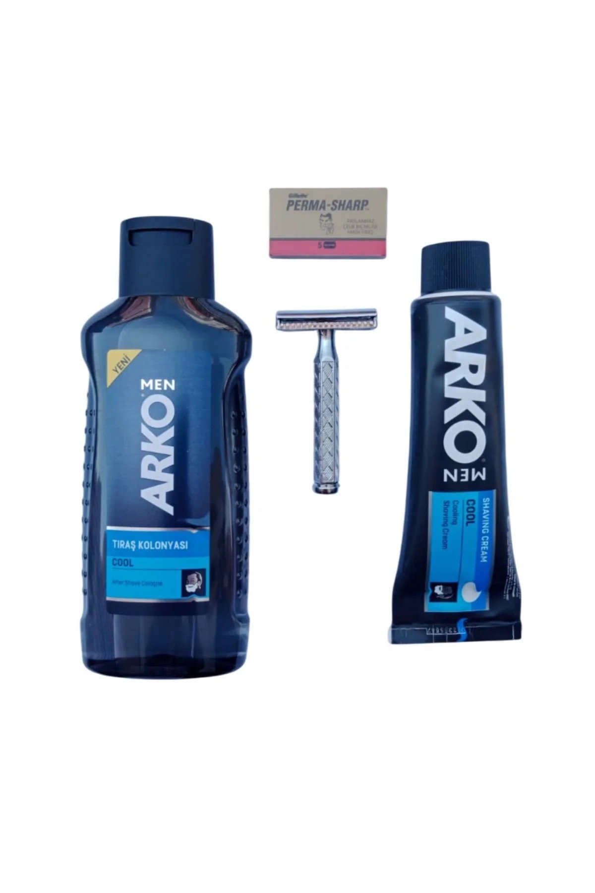 Arko Men Cool Tras Kolonyasi Arko Men Cool Tras Kremi Jel Orak Paslanmaz Krom Tras Makinasi Perma Sharp Yaprak Jilet Tras Seti