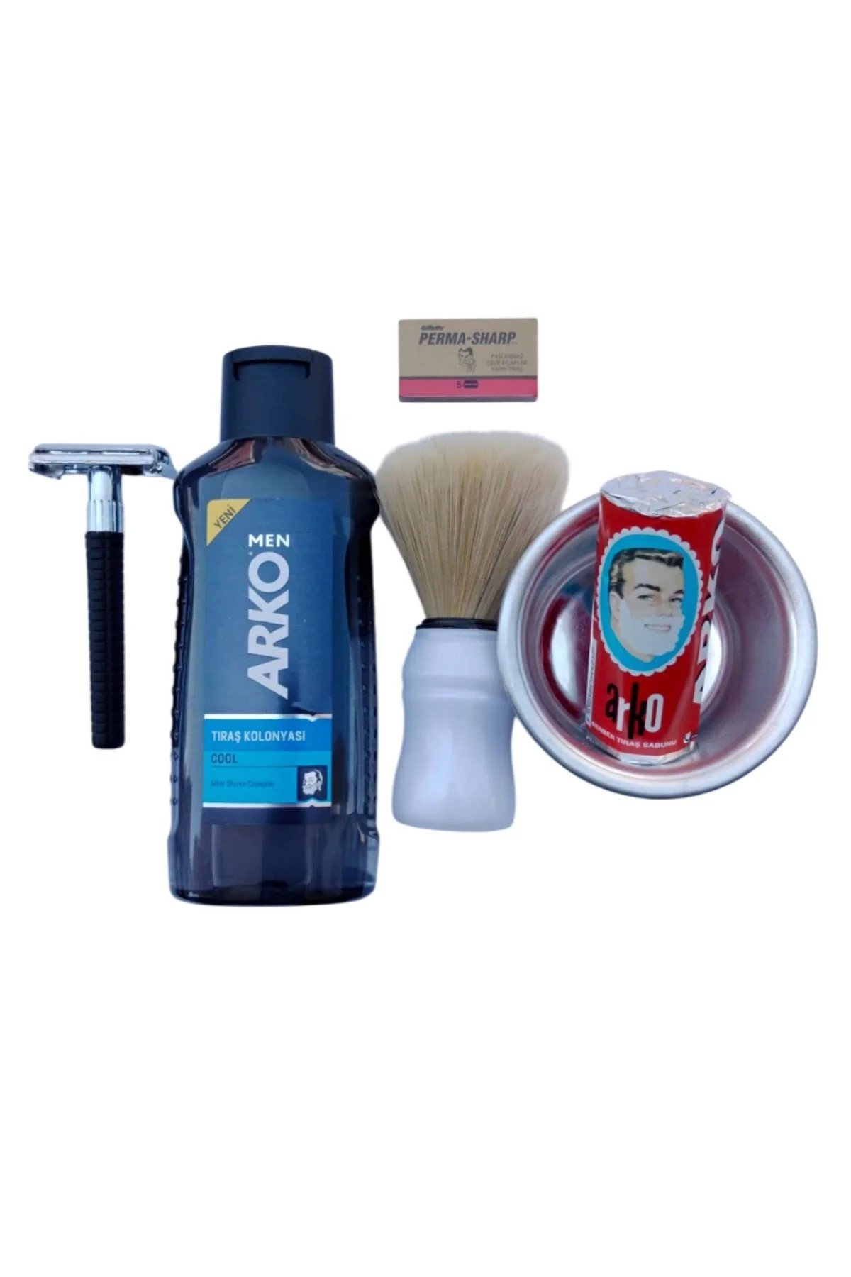 Arko Men Cool Tras Kolonyasi Orak Plastik Sapli Tras Makinasi Perma Sharp Jilet Arko Berber Tras Sabunu Sakal Fircasi Metal Tras Tasi Tras Seti