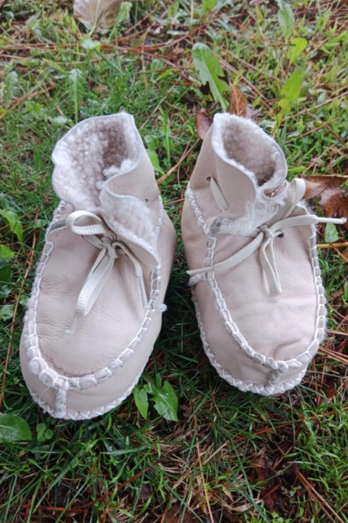 Bej Renkli Hakiki Kuzu Derisi Bagcikli İci Polarli Organik Ortopedik Cocuk Bebek İlkadim Bagcikli Patik Kanvas Sneaker Casual Deri Ayakkabi