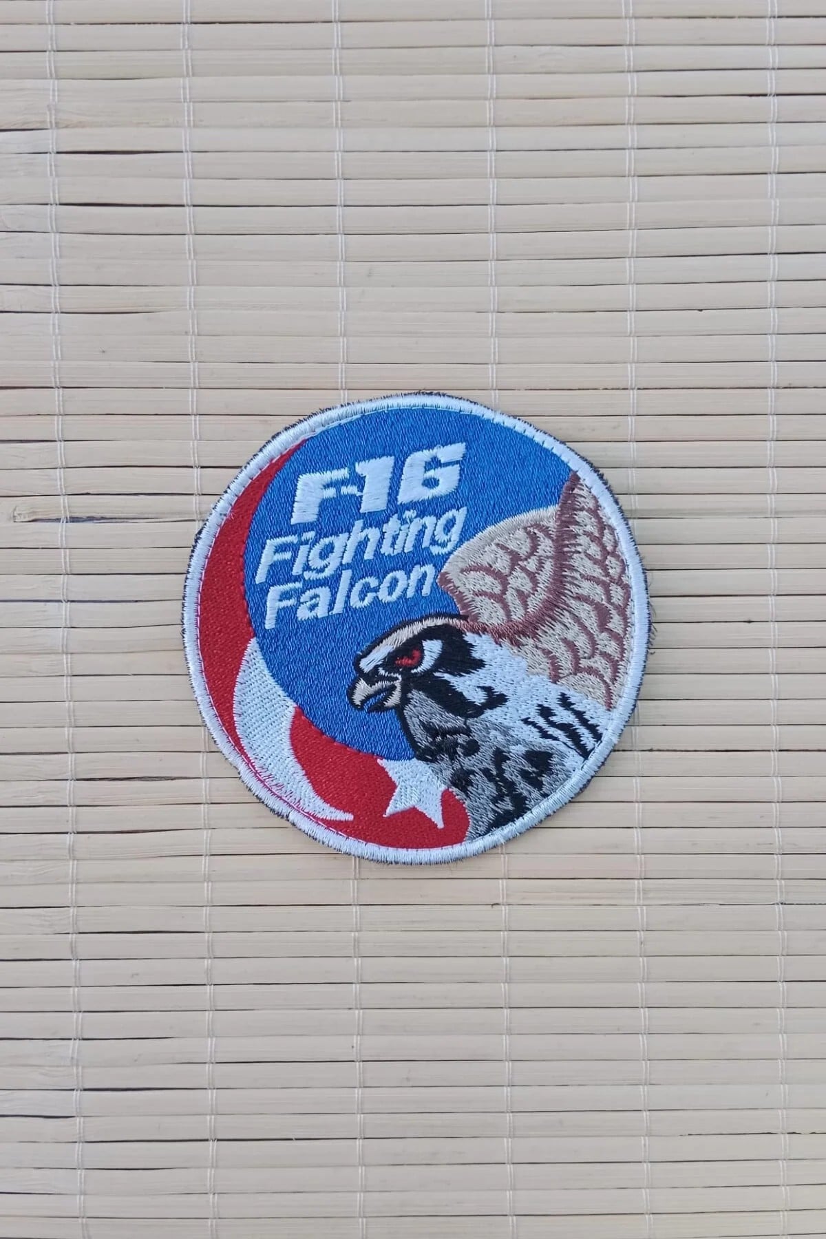 F 16 Fighting Falcon Yazili Sahin Logolu Nakis İslemeli Ayyildiz Bayrakli Arma Patch Pec