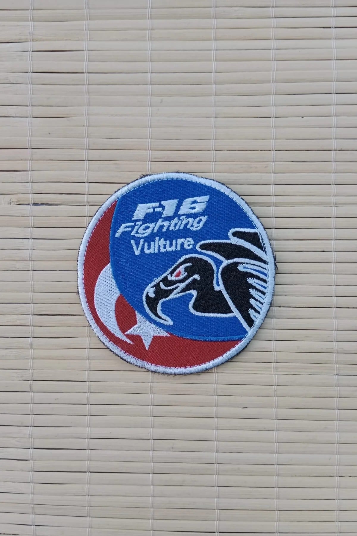 F 16 Fighting Vulture Yazili Akbaba Logolu Ayyildiz Bayrakli Nakis İslemeli Arma Patch Pec