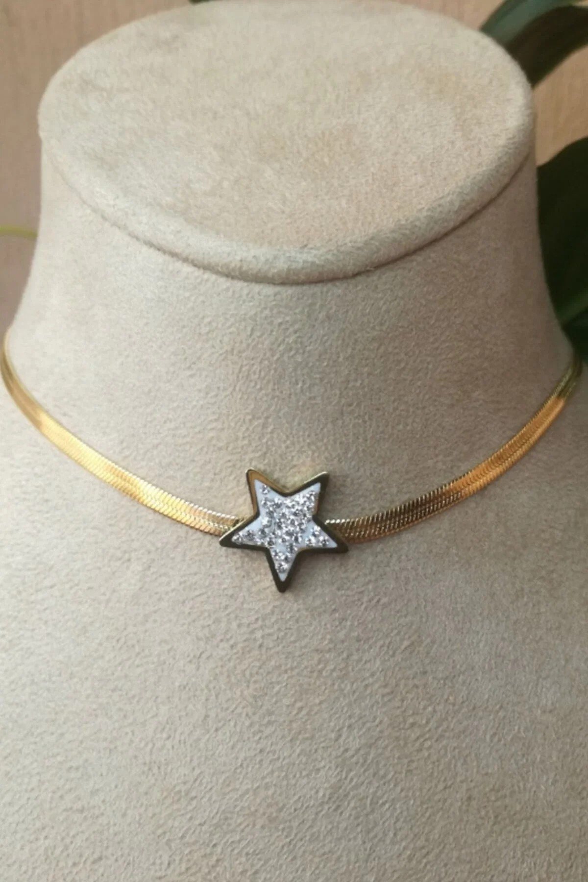 İtalyan Zincirli Yildiz Tasarim İnce Gold Altin Renkli Zirkon Tasli Kaliteli Paslanmaz Celik Kolye Stainless Stell