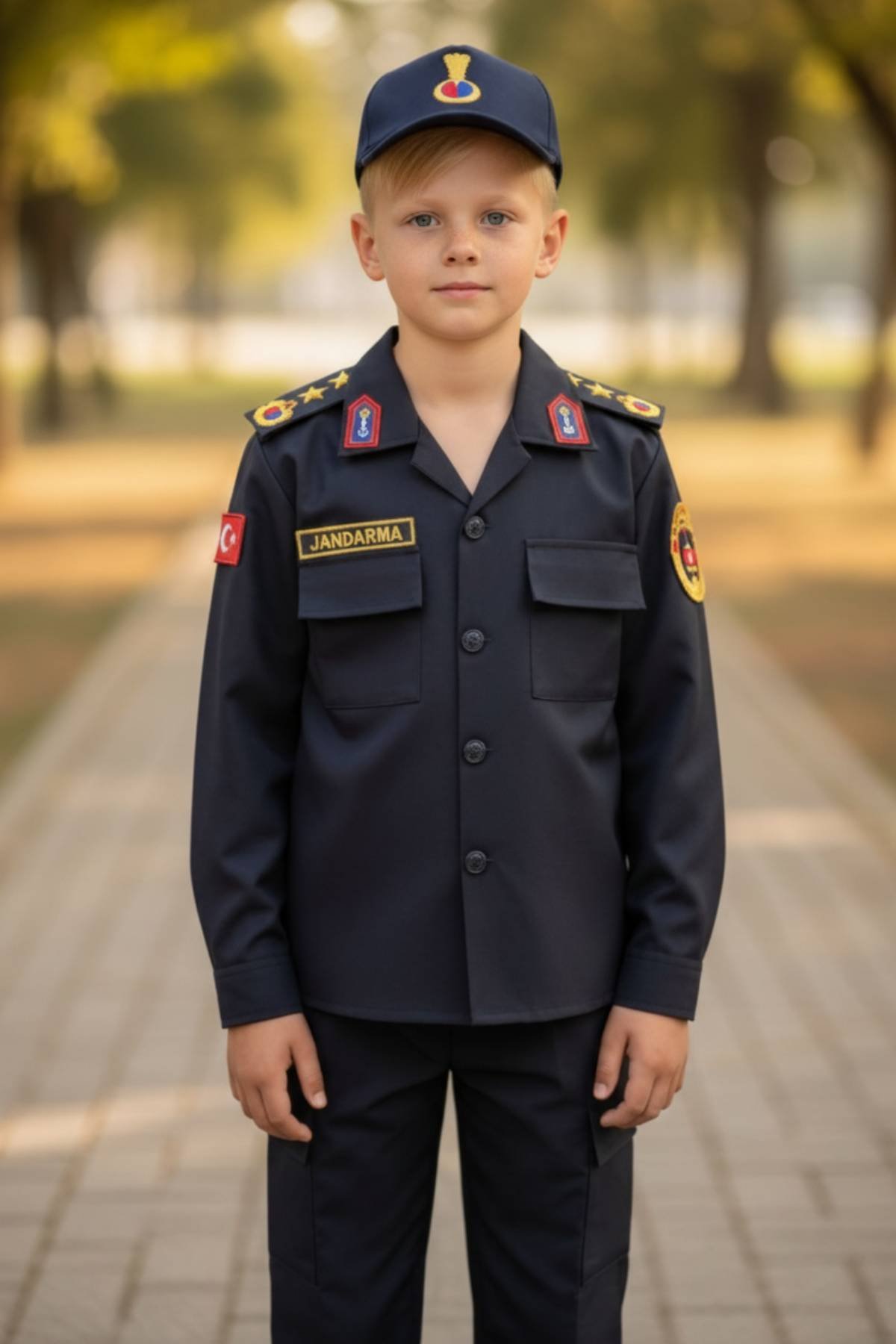 Jandarma Asayiş Yeni Model Lacivert Renkli Çocuk Kostüm Yarbay Takım