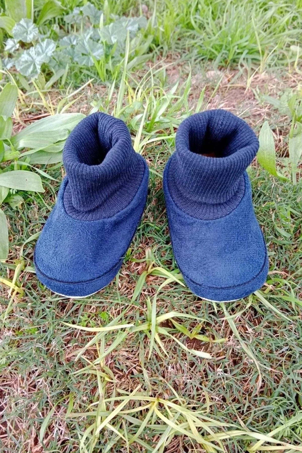 Lacivert Renkli İci Pamuklu Astarli Corapli Model Organik Ortopedik Cocuk Bebek İlkadim Patik Panduf Ayakkabi