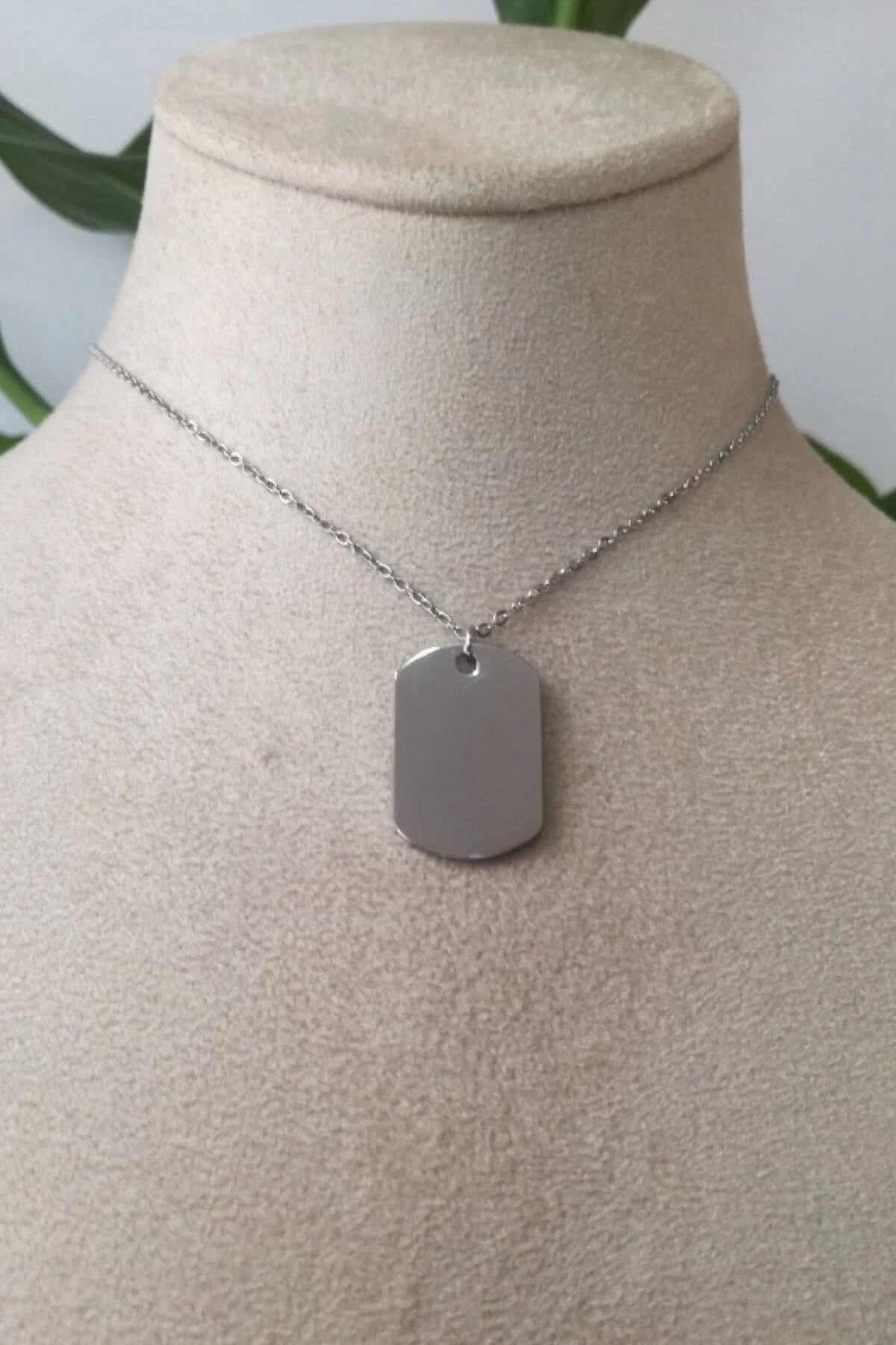 Mini Dogtag Kunye Tasarim İnce Silver Zincirli Gumus Renkli Kaliteli Paslanmaz Celik Kolye Stainless Stell