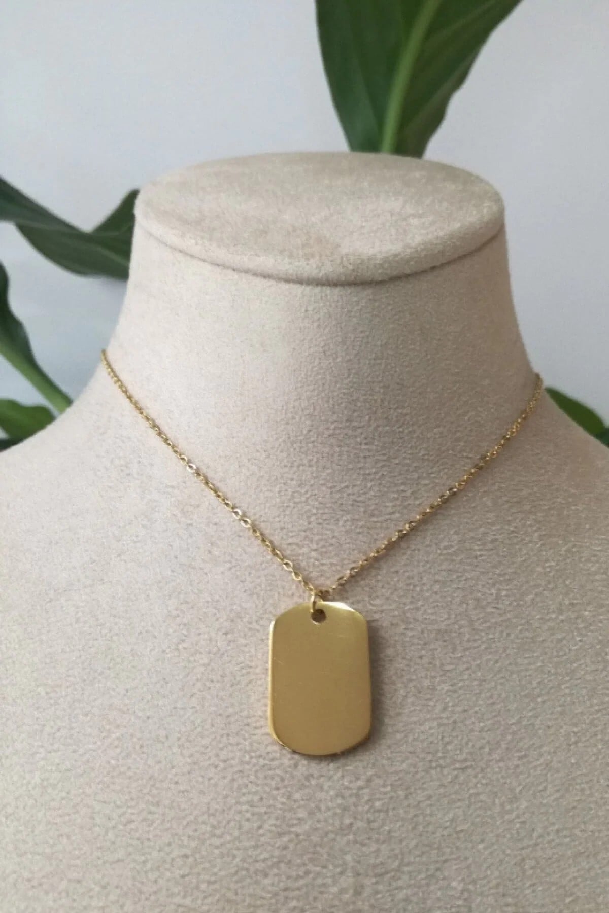 Mini Dogtag Tasarim İnce Gold Zincirli Altin Renkli Kaliteli Paslanmaz Celik Kolye Stainless Stell