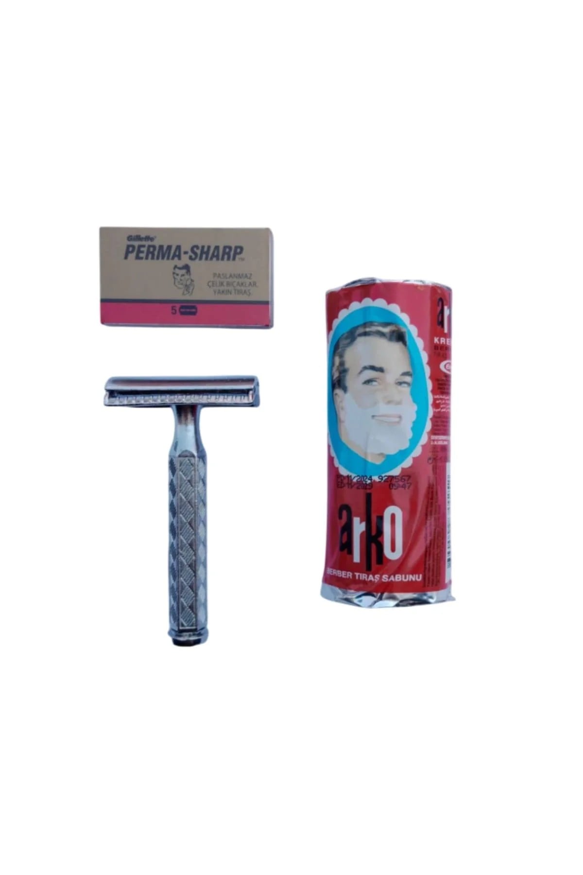 Orak Paslanmaz Krom Tras Makinasi Perma Sharp Yaprak Jilet Arko Berber Tras Sabunu Tras Seti