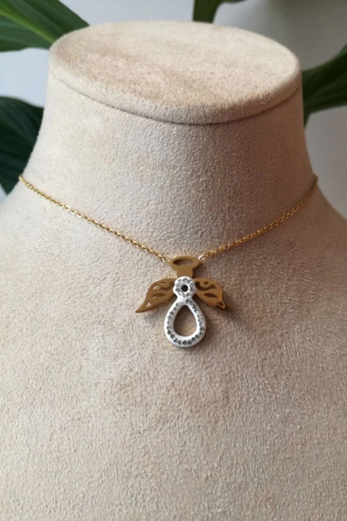 Ozel Tasarim İnce Gold Zincirli Altin Renkli Zirkon Tasli Kaliteli Paslanmaz Celik Kolye Stainless Stell