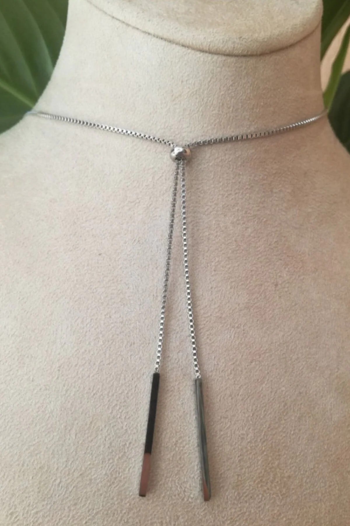 Ozel Tasarim İnce Silver Zincirli Gumus Renkli Cift Sallantili Kaliteli Paslanmaz Celik Kolye Stainless Stell