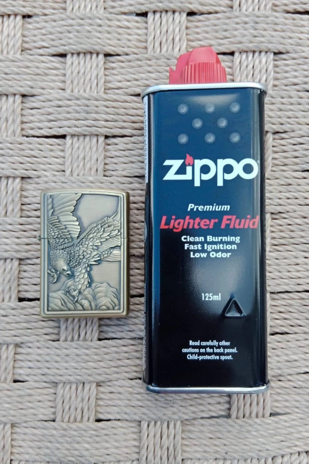 Ozel Tasarim Sari Renkli Eagle Kabartmali Premium Zippo Cakmak