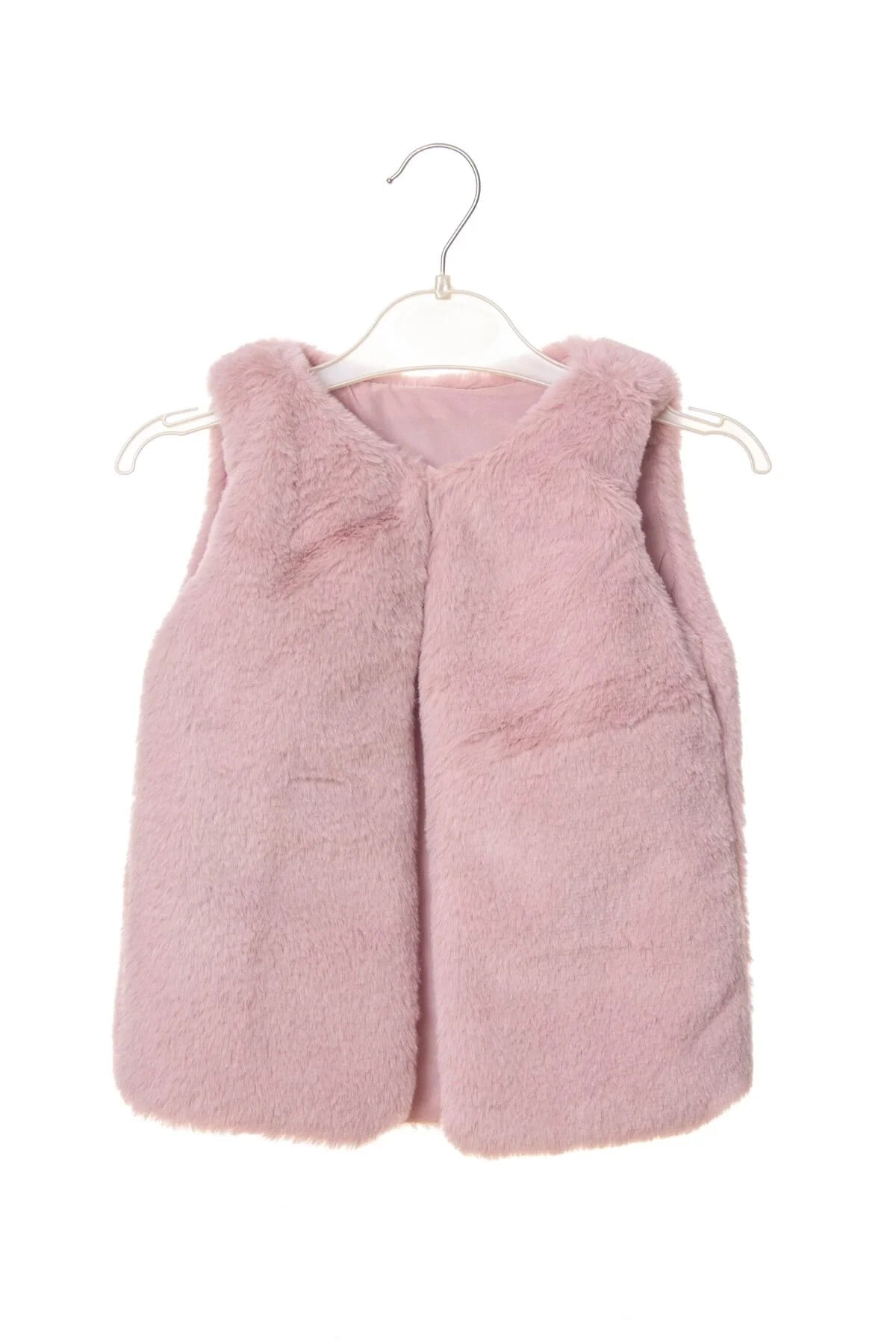 Pembe Renkli Kaliteli Pamuklu Kiz Cocuk Kolsuz Pelus Yelek