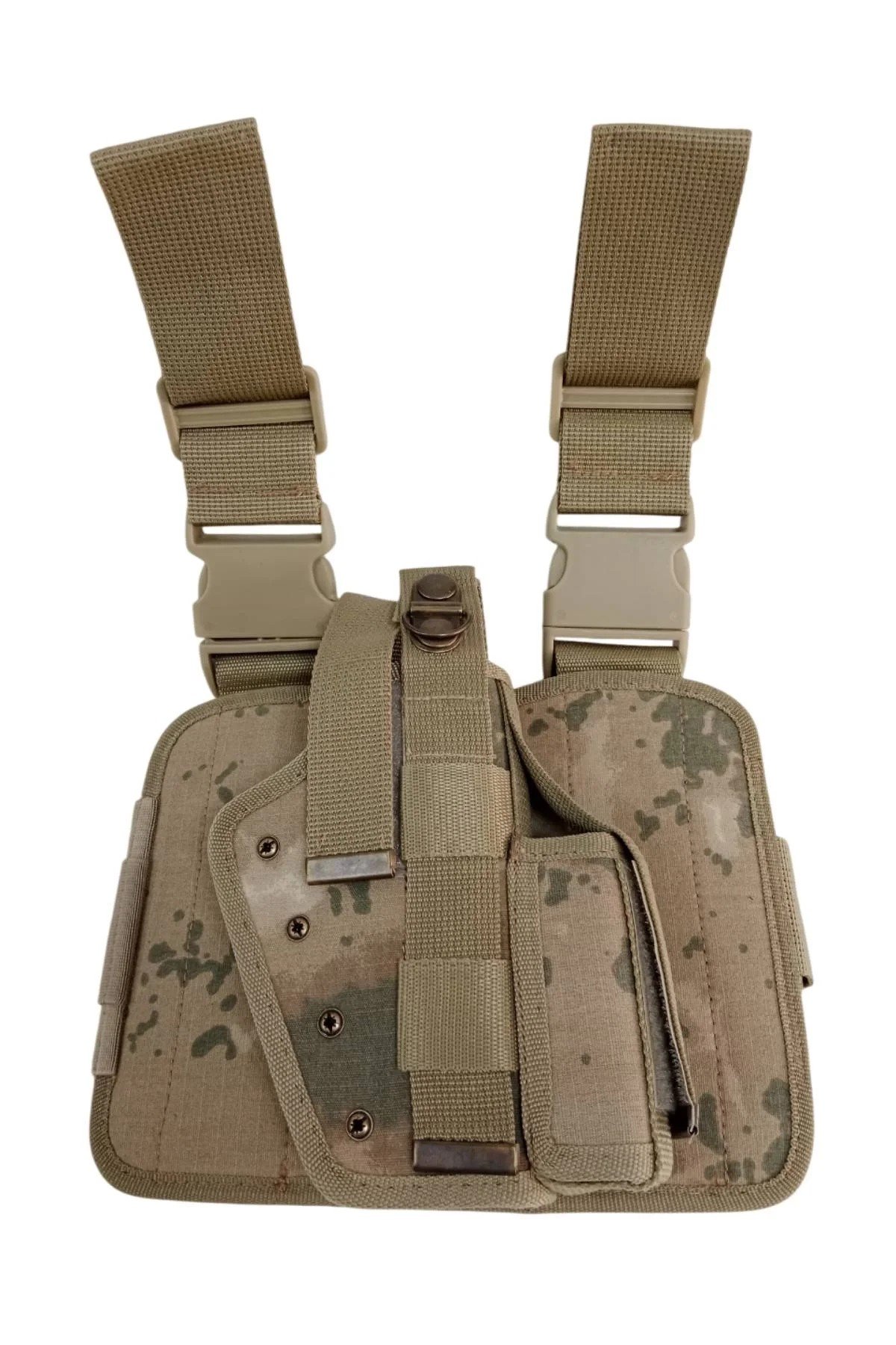 Sag El Jandarma Kamuflaj Renkli Cift Baglantili Airsoft Palaskaya Kemere Gecirmeli İmpertex Bacak Silah Kilifi
